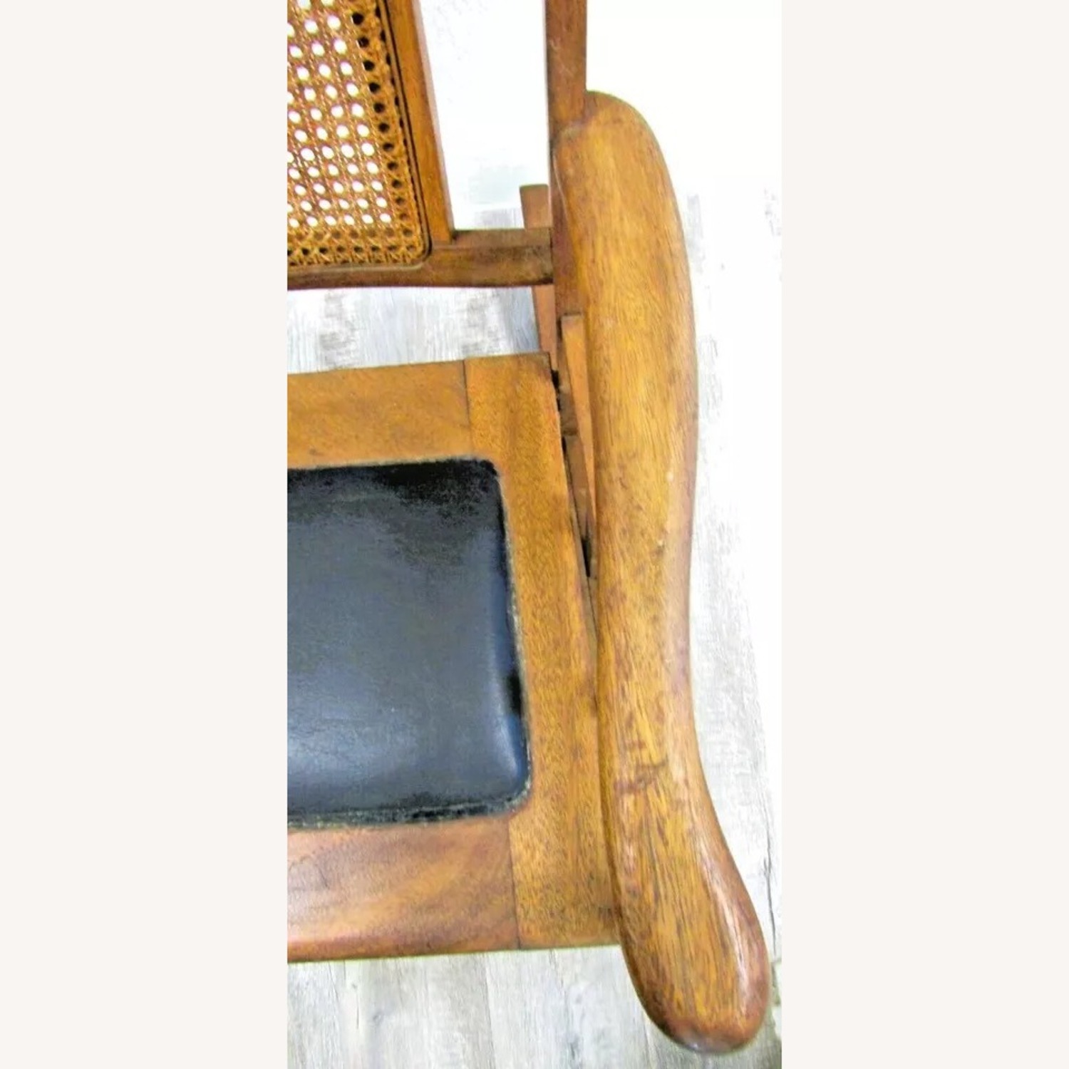 Antique Mission Style Oak Cane Back Rocking Chair - image-11