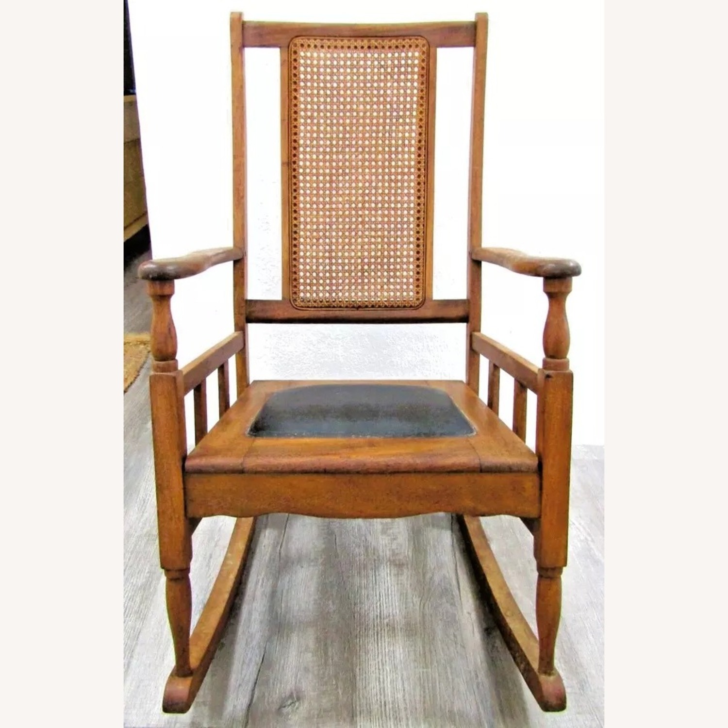 Antique Mission Style Oak Cane Back Rocking Chair - image-2