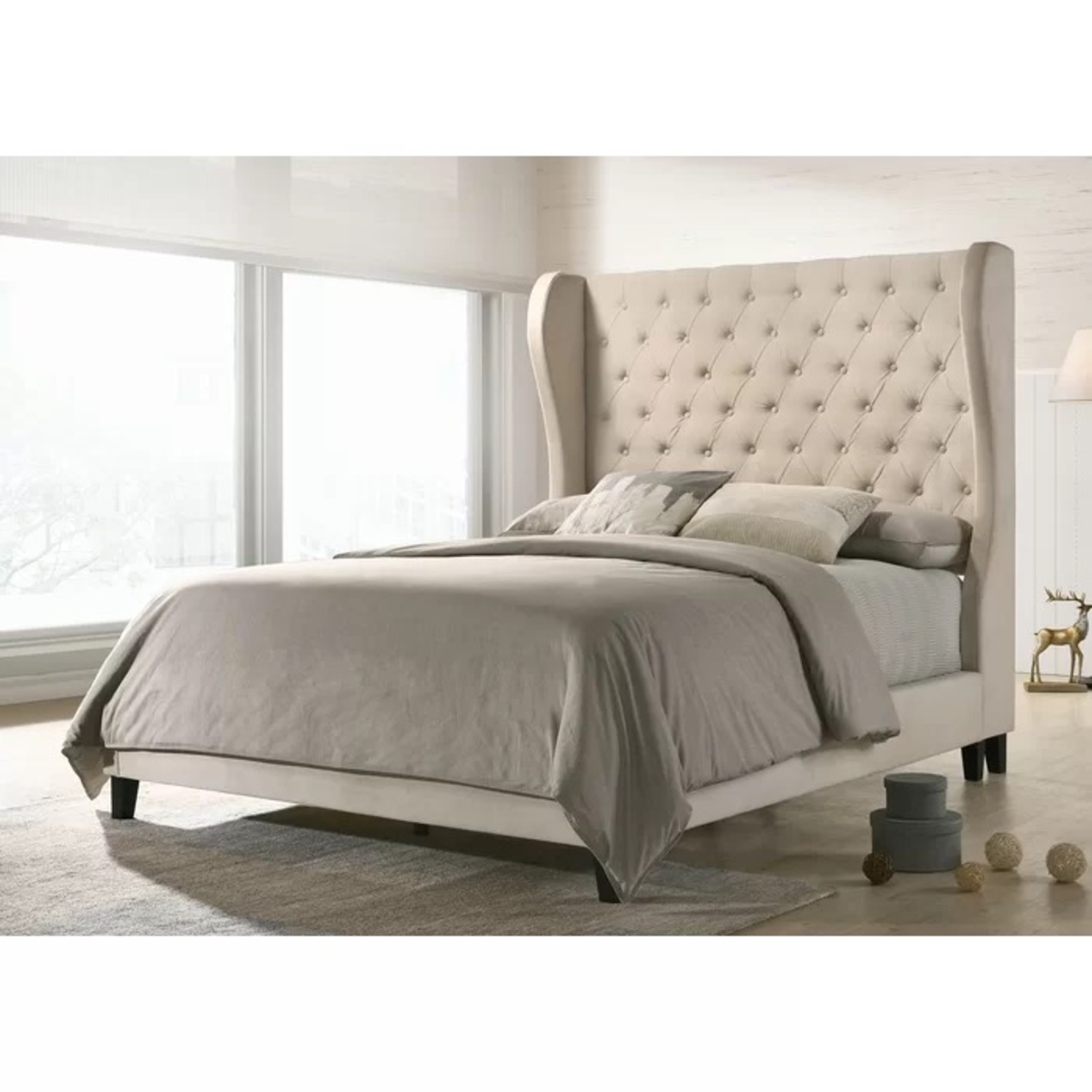 Winfree Upholstered Wingback Bed - image-4