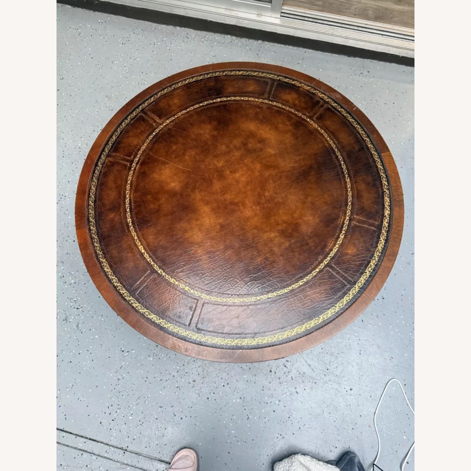 Vintage Mahogany Leather Top Drum - image-6