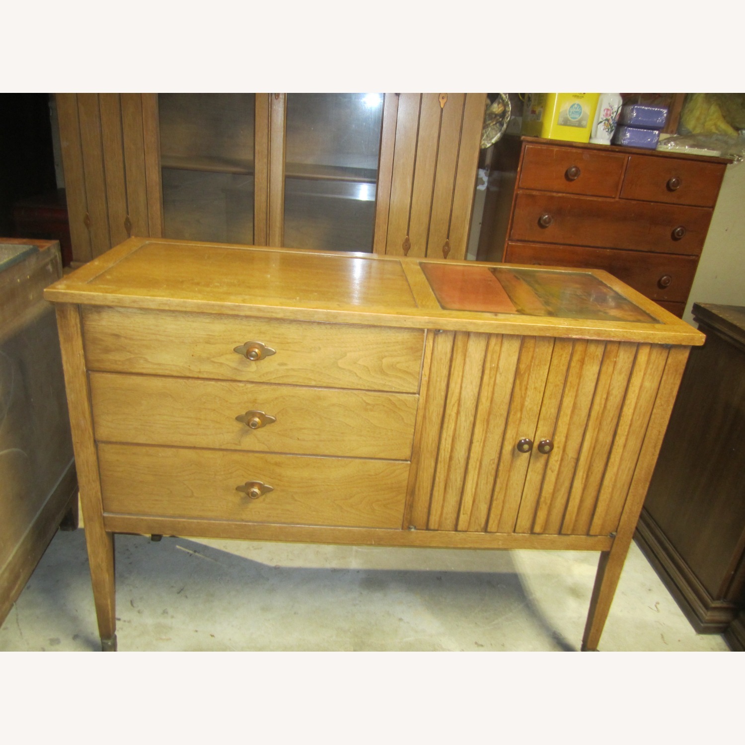 Rare Find Broyhill Rolling Cart W Copper Accents - image-1