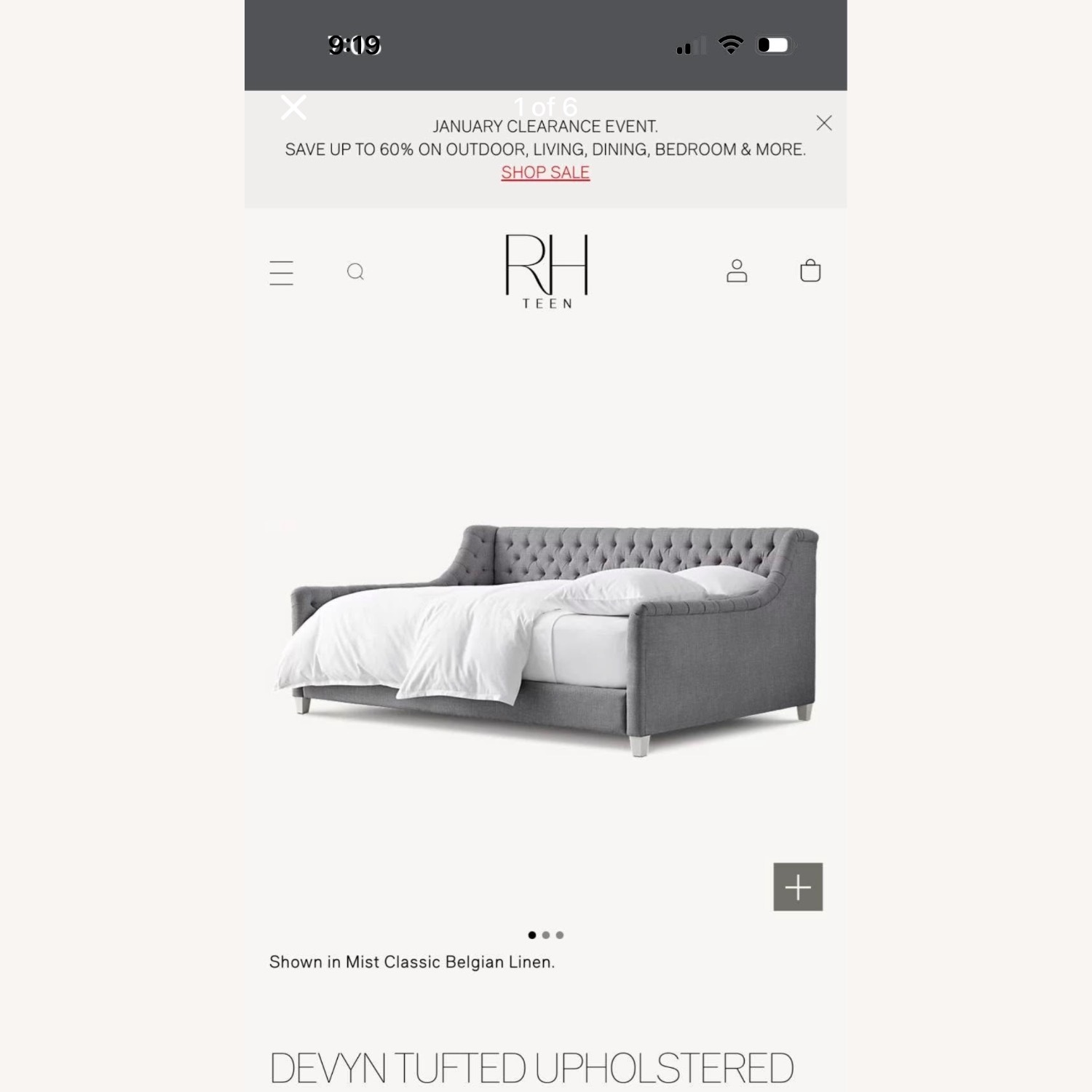 Restoration Hardware Devyn Tufted Daybed - Oak - image-1