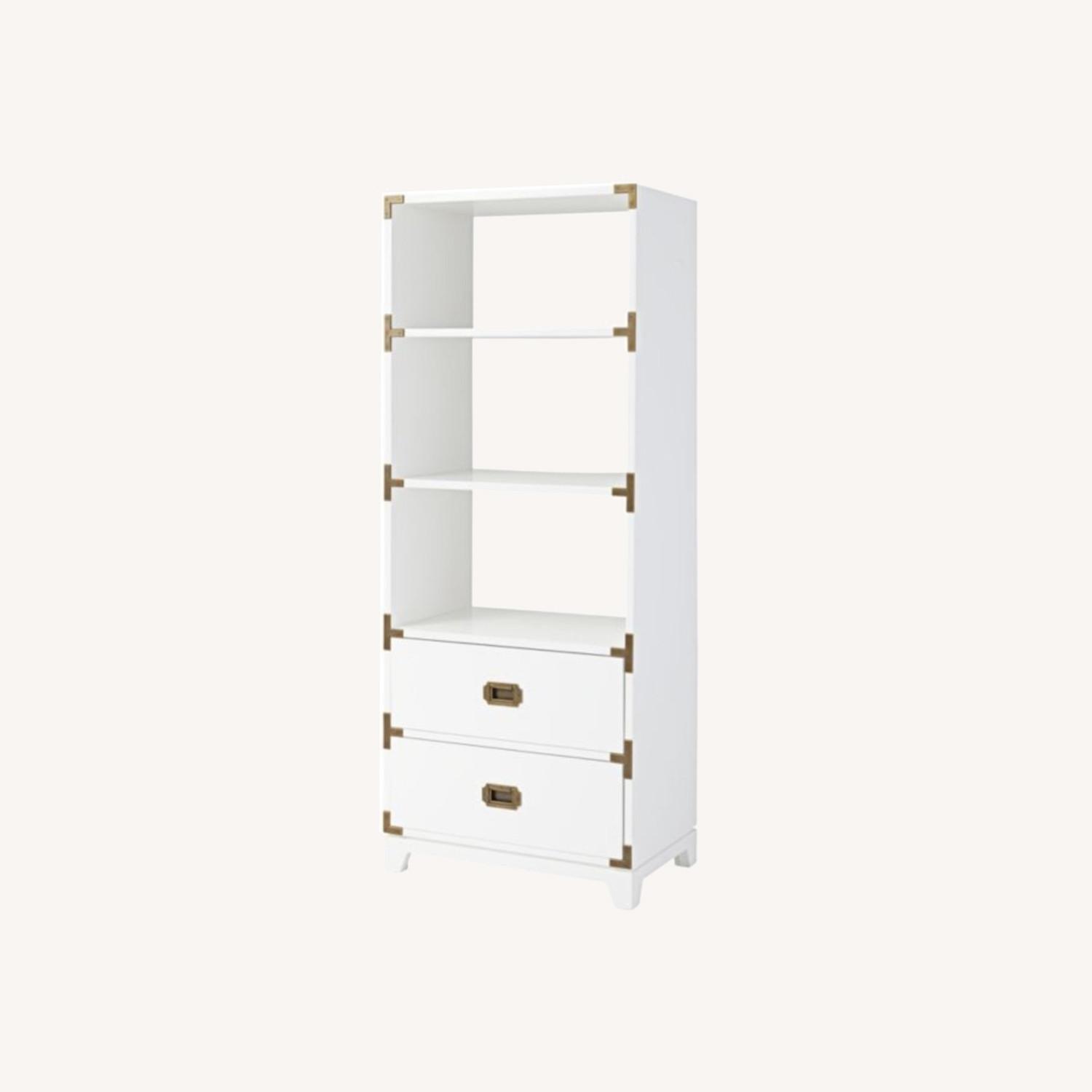 Campaign Style Bookshelf with Drawers - image-0