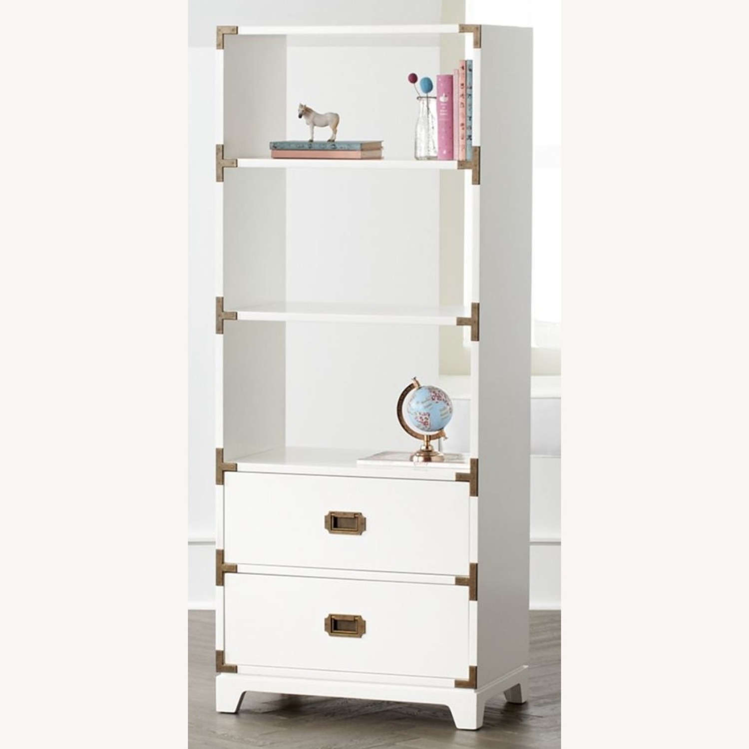 Campaign Style Bookshelf with Drawers - image-3