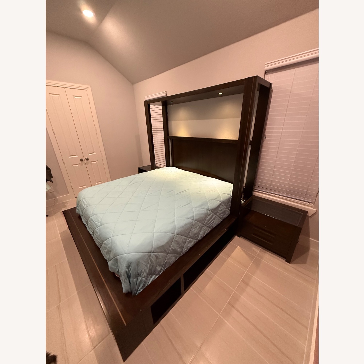 Solid Wood King Bed with Reading Lights - image-2