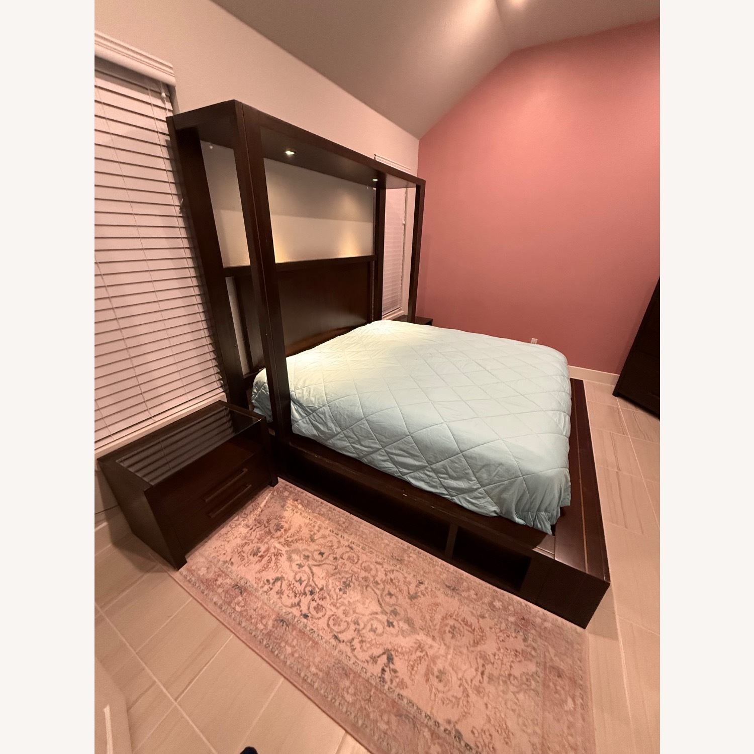 Solid Wood King Bed with Reading Lights - image-3