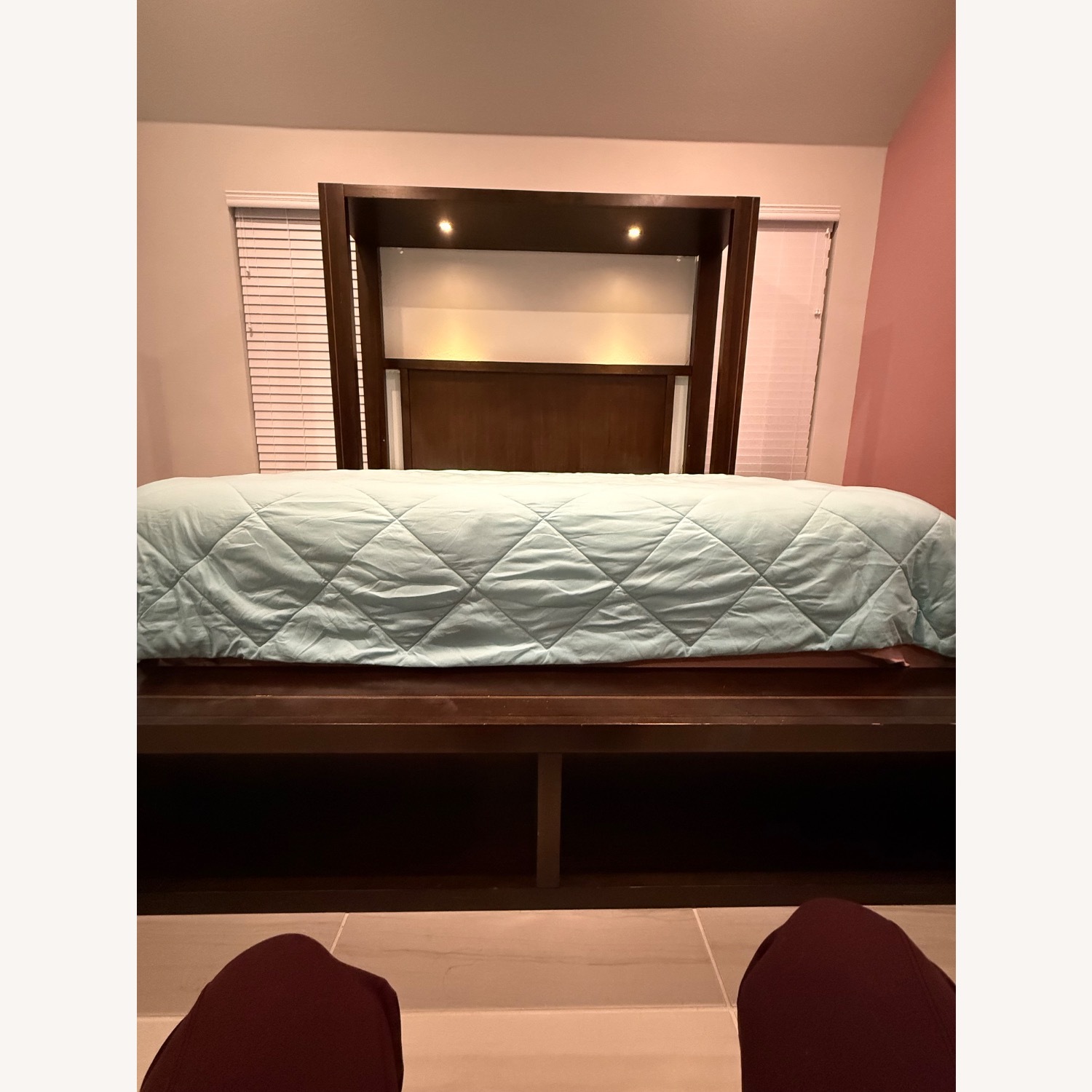 Solid Wood King Bed with Reading Lights - image-1