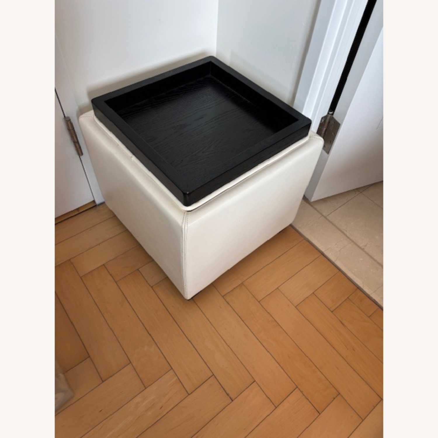 Crate & Barrel Stow Leather Storage Ottoman  - image-1