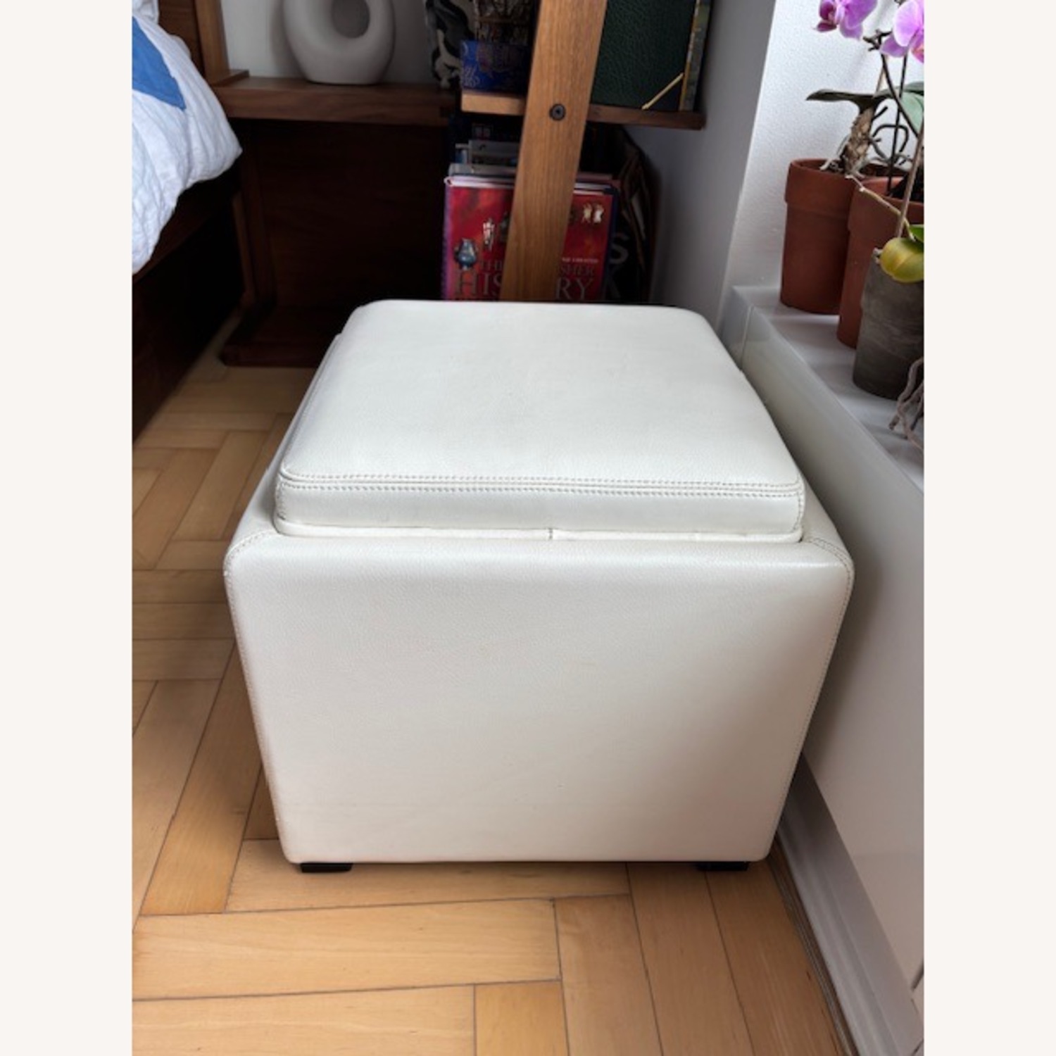 Crate & Barrel Stow Leather Storage Ottoman  - image-2