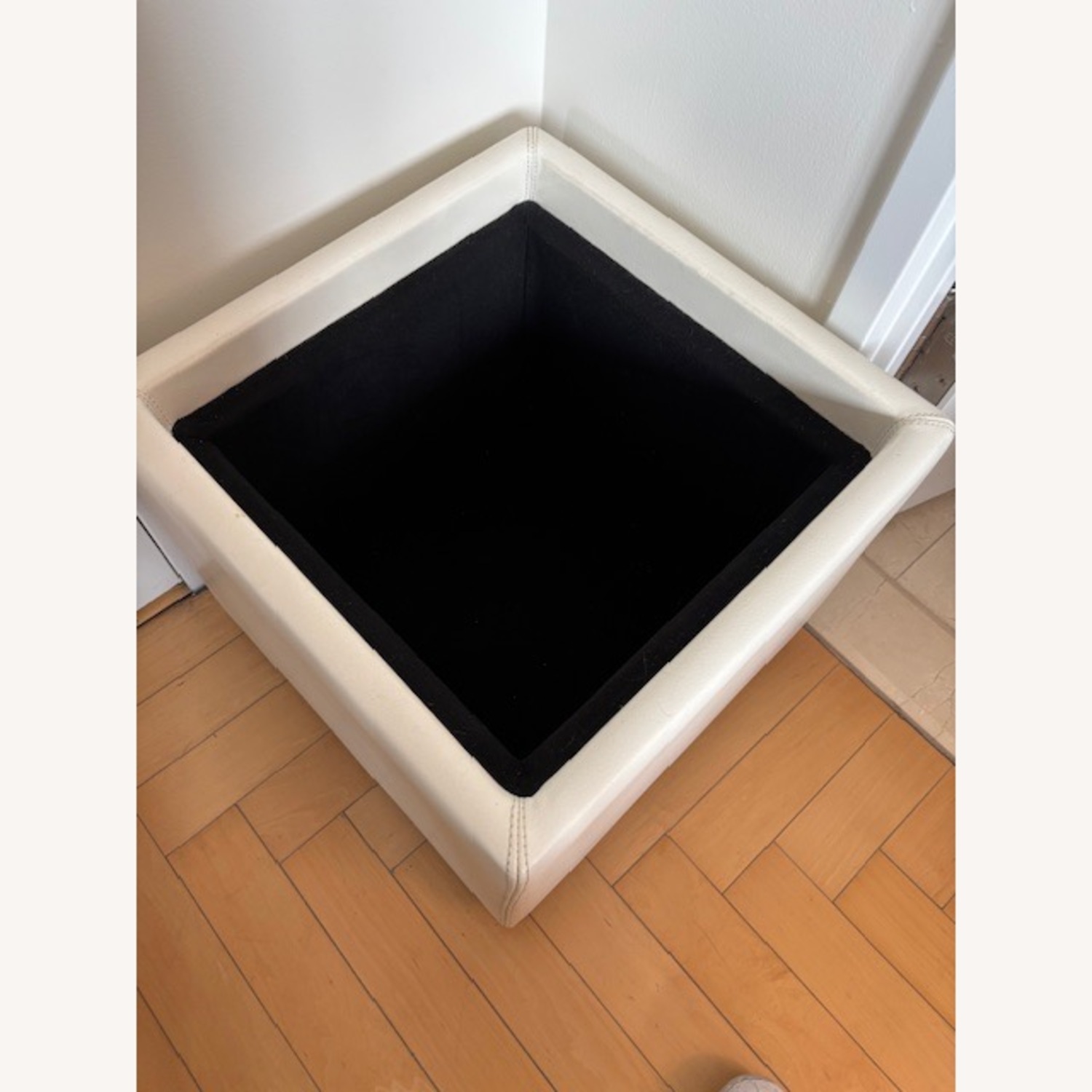 Crate & Barrel Stow Leather Storage Ottoman  - image-3