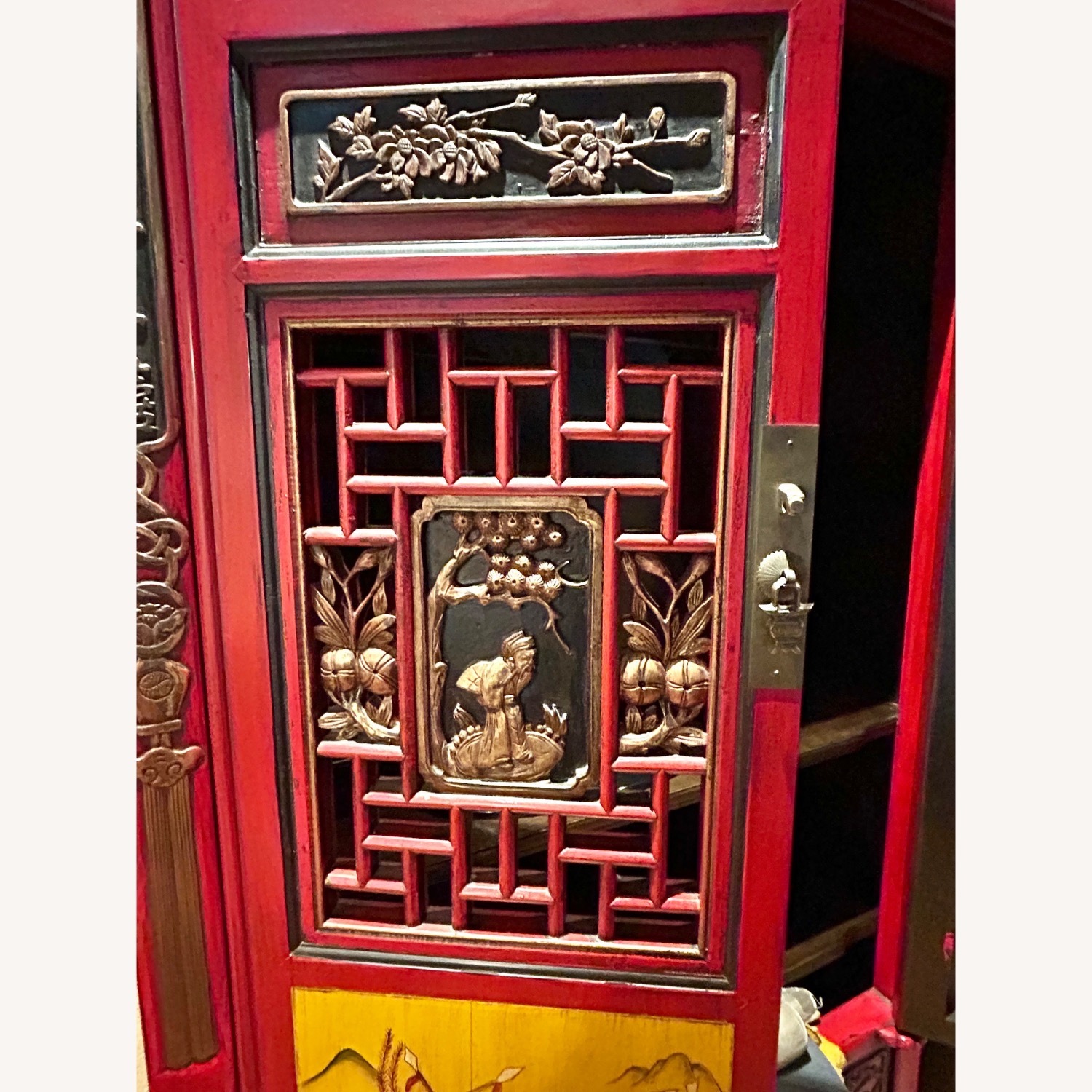 Red Chinese Cabinet with Custom Scrolling - image-5