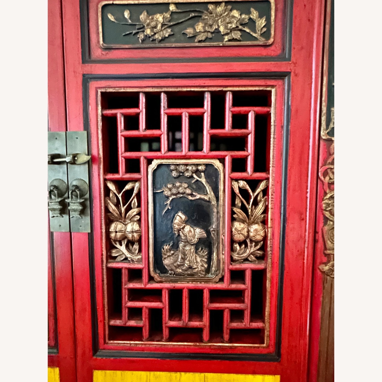 Red Chinese Cabinet with Custom Scrolling - image-3