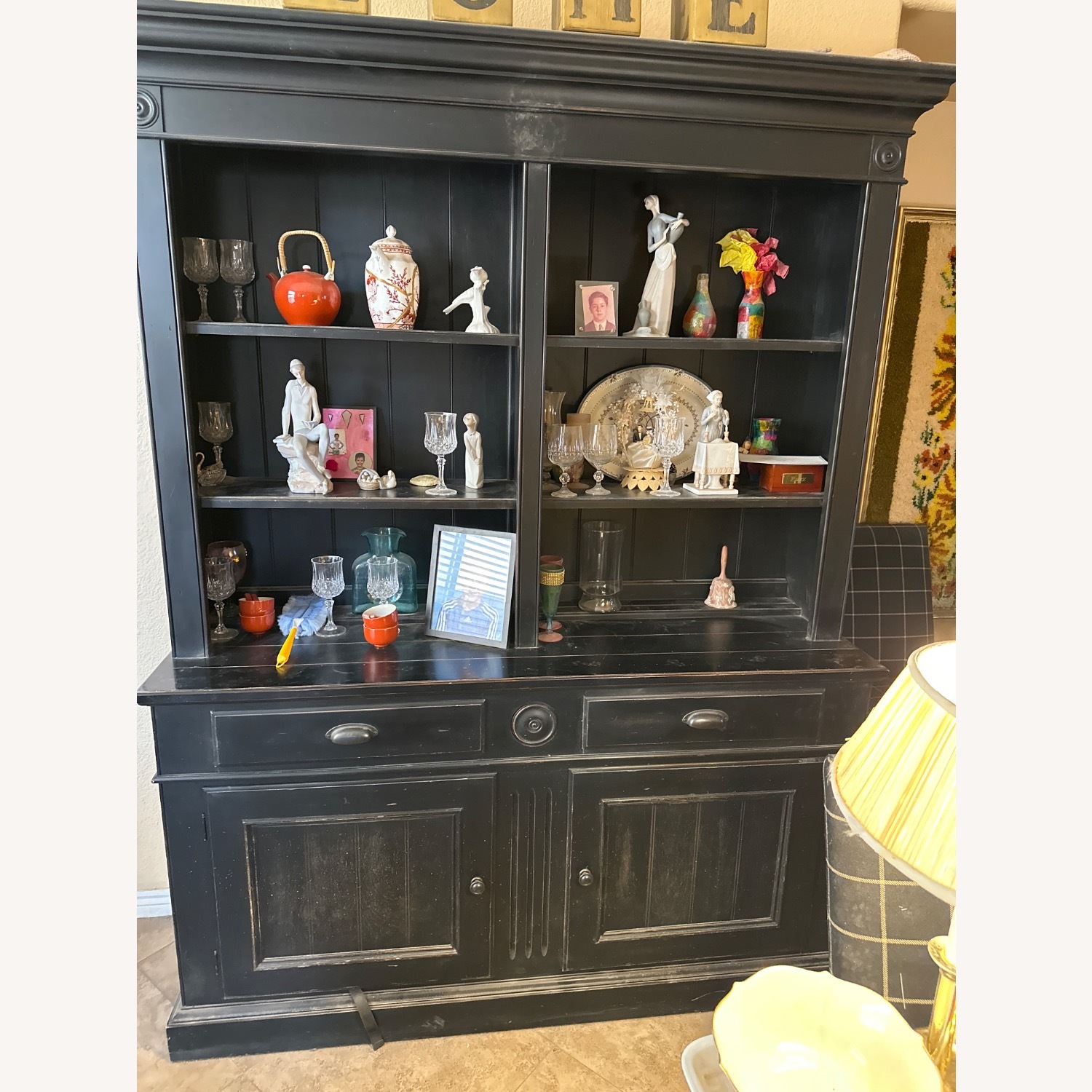 Ethan Allen Black China Hutch - image-1