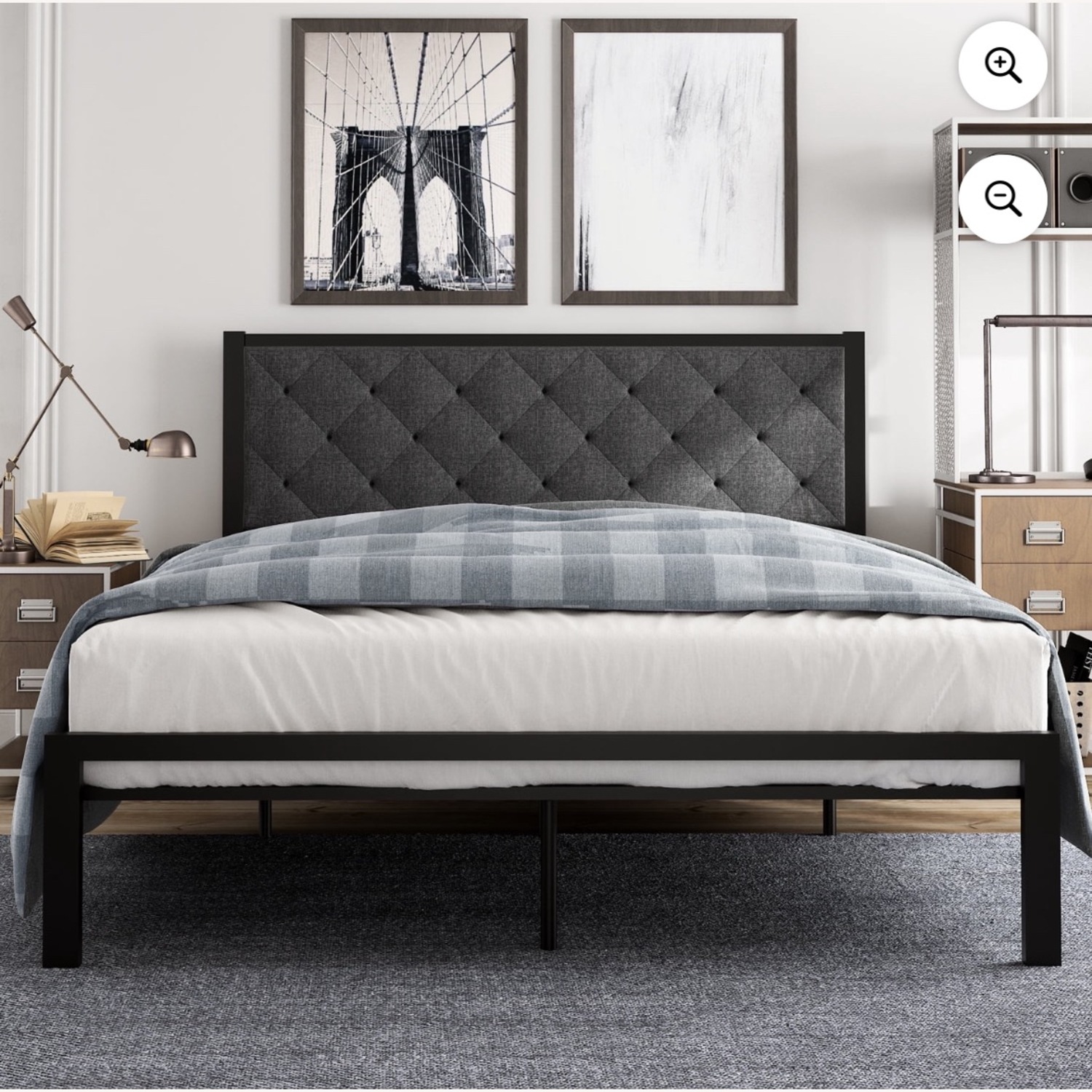 Walmart Black and Gray Full Size Headboard  - image-2