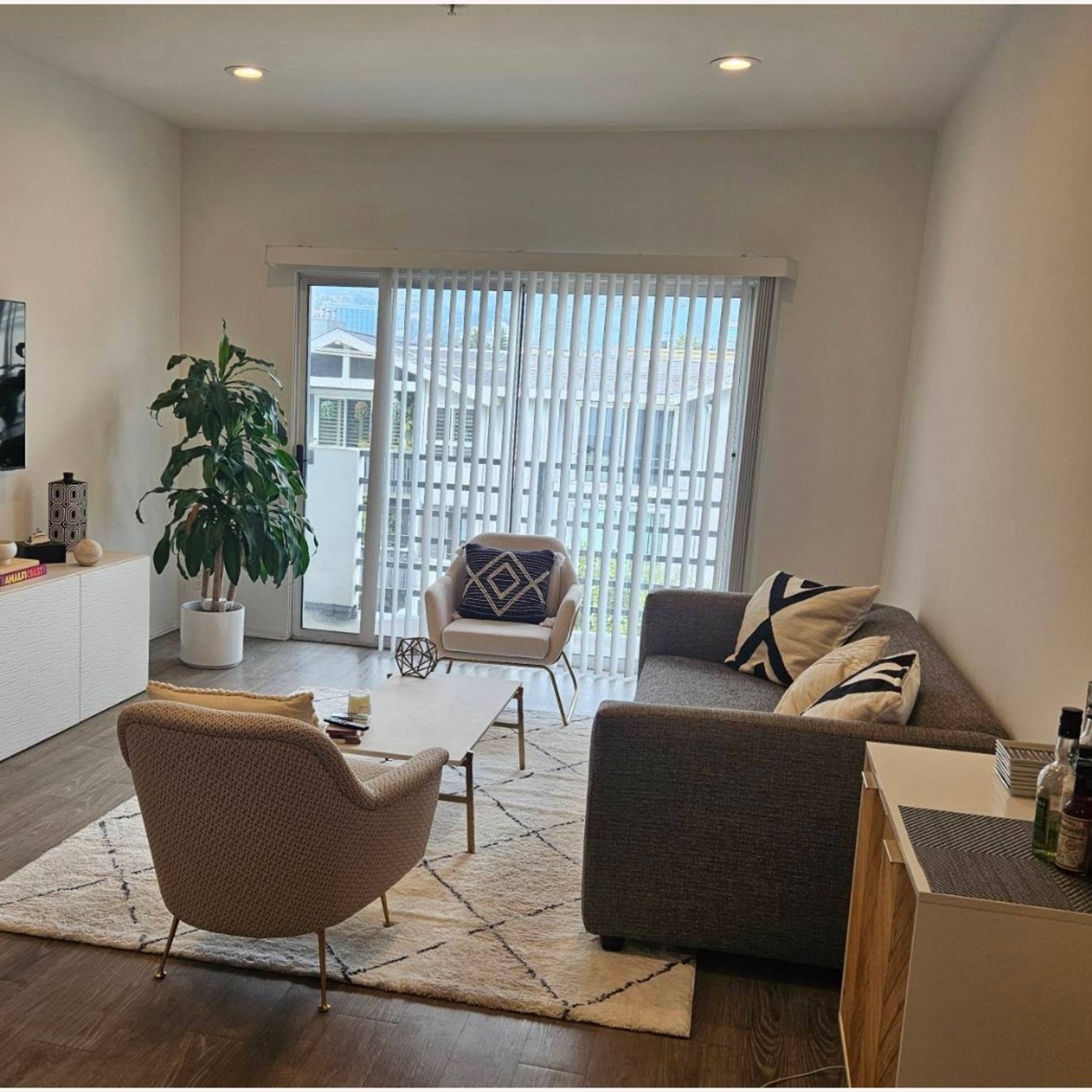 CB2 Slab Large Marble Coffee Table with Brass Base - image-2