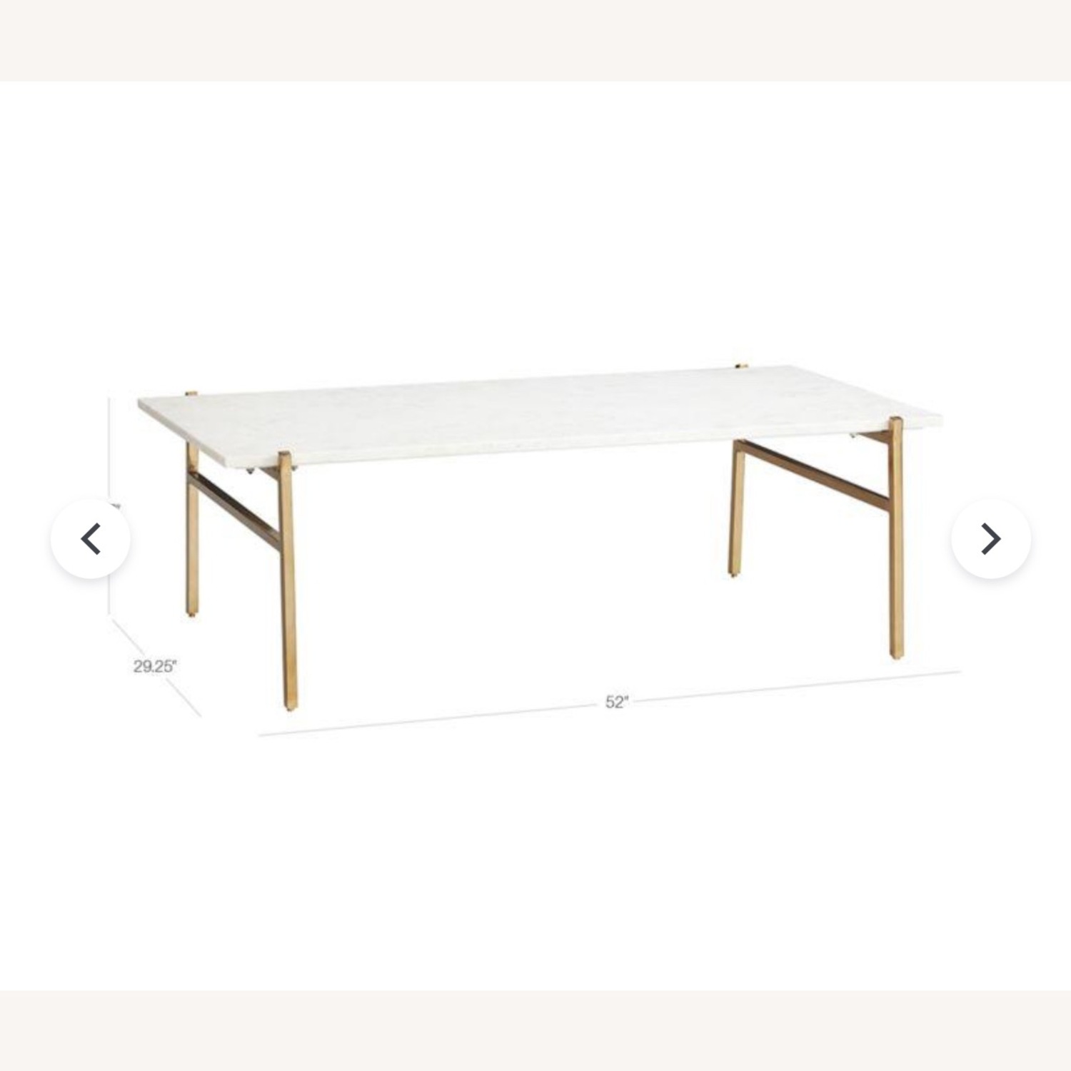 CB2 Slab Large Marble Coffee Table with Brass Base - image-3