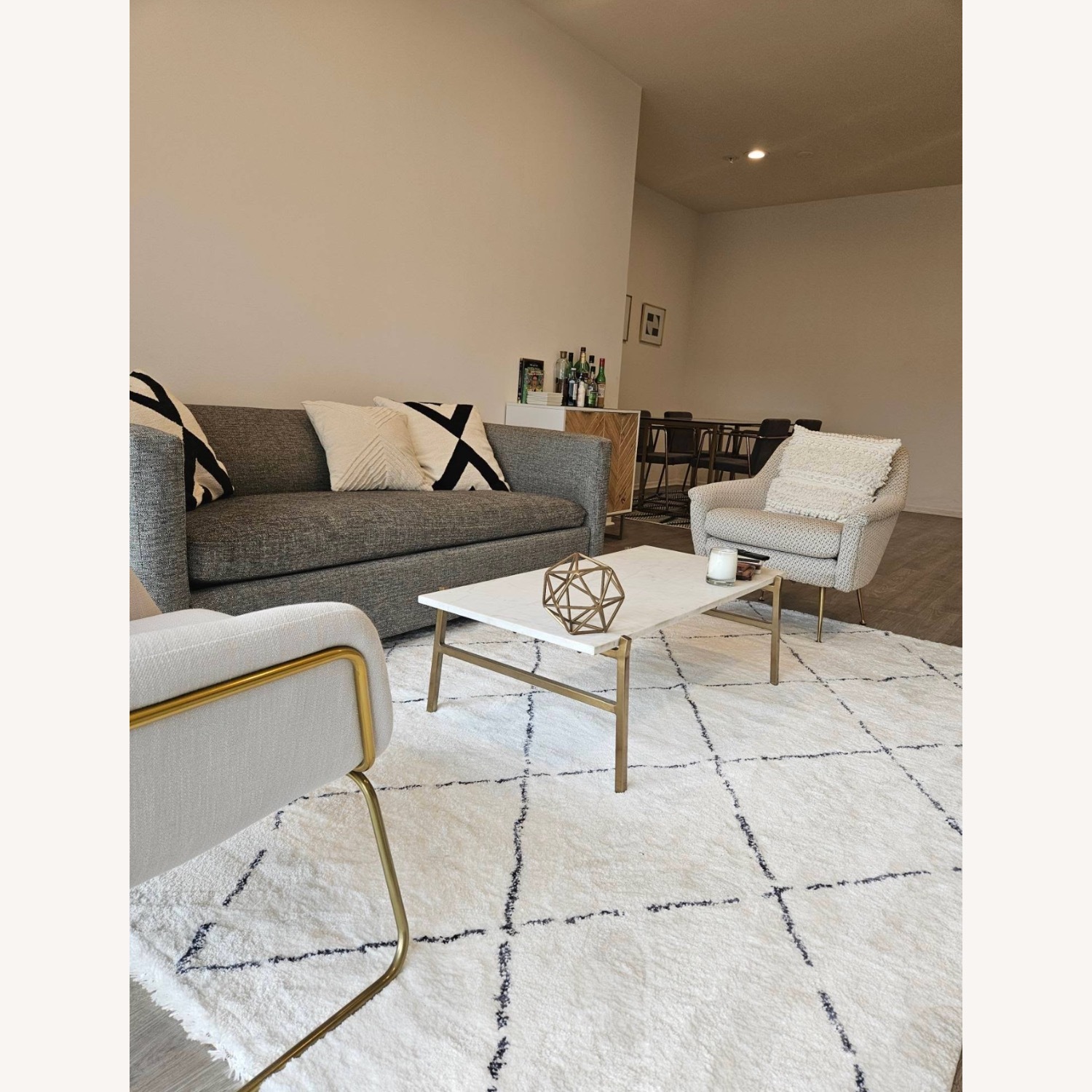 CB2 Slab Large Marble Coffee Table with Brass Base - image-1