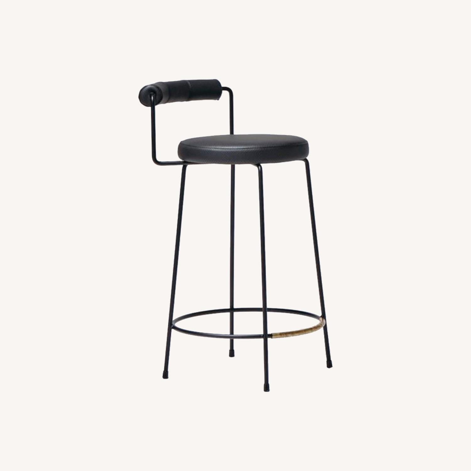 Grazia & Co. Black Leather Iva Stools - image-0