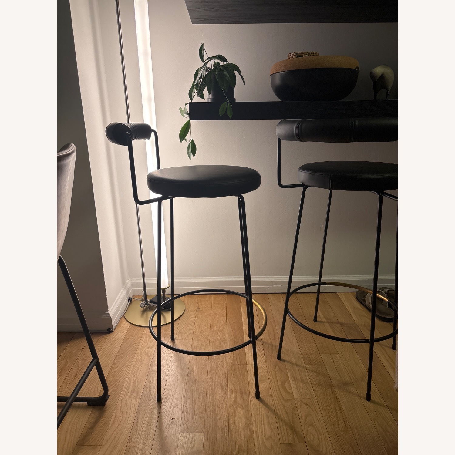 Grazia & Co. Black Leather Iva Stools - image-2