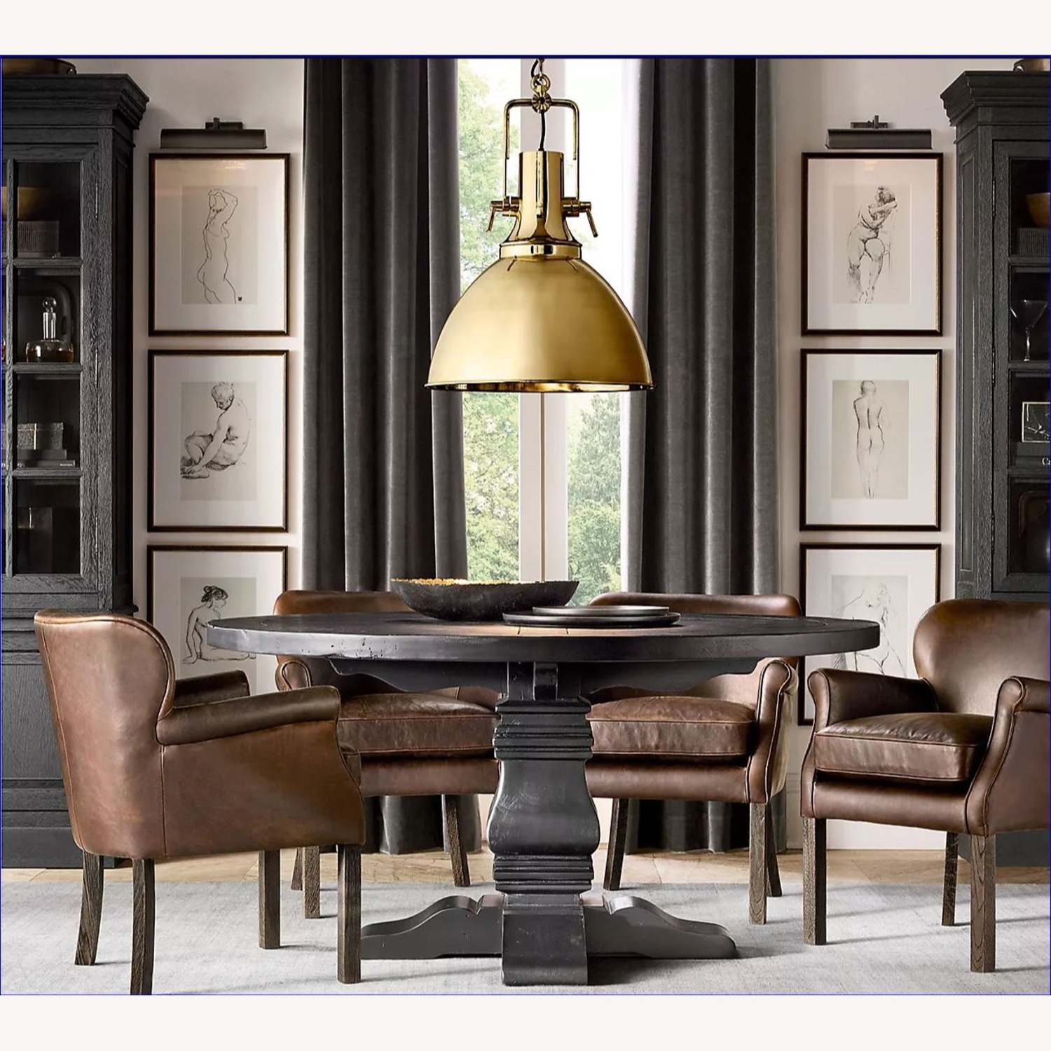 Pottery Barn Banks Round Pedestal Dining Table - AptDeco