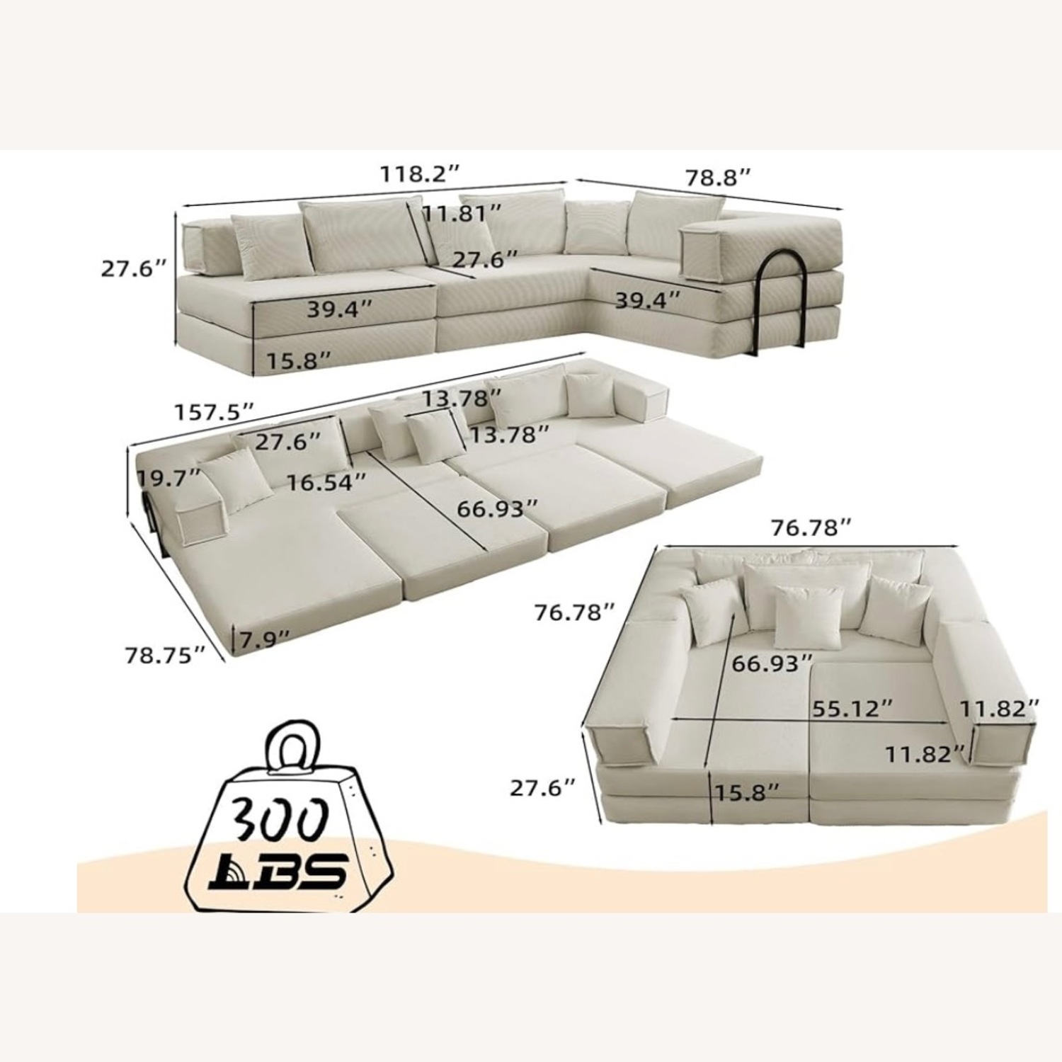 Amazon 118" Cloud Modular Sectional - image-1