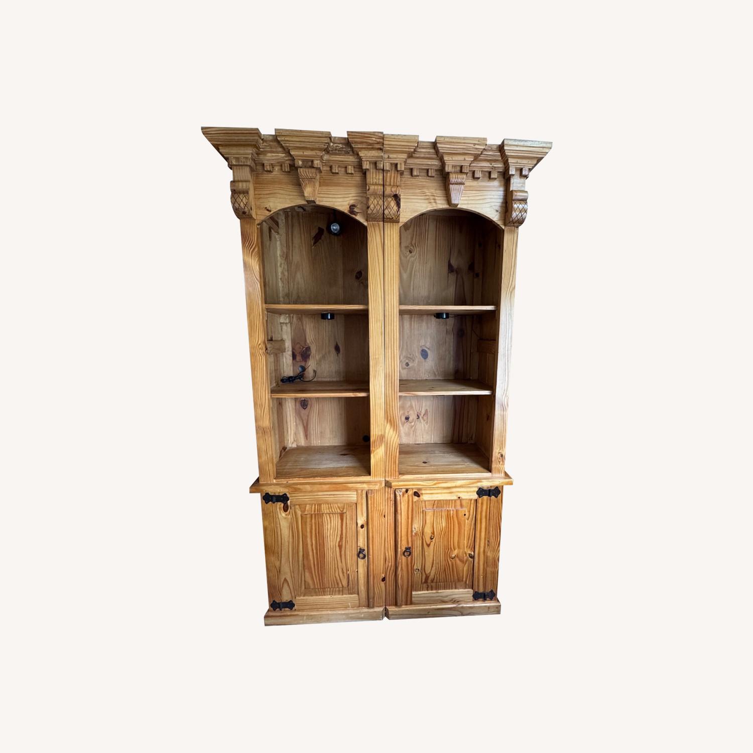 Unique Knotty Pine Wooden Bookcase - image-0