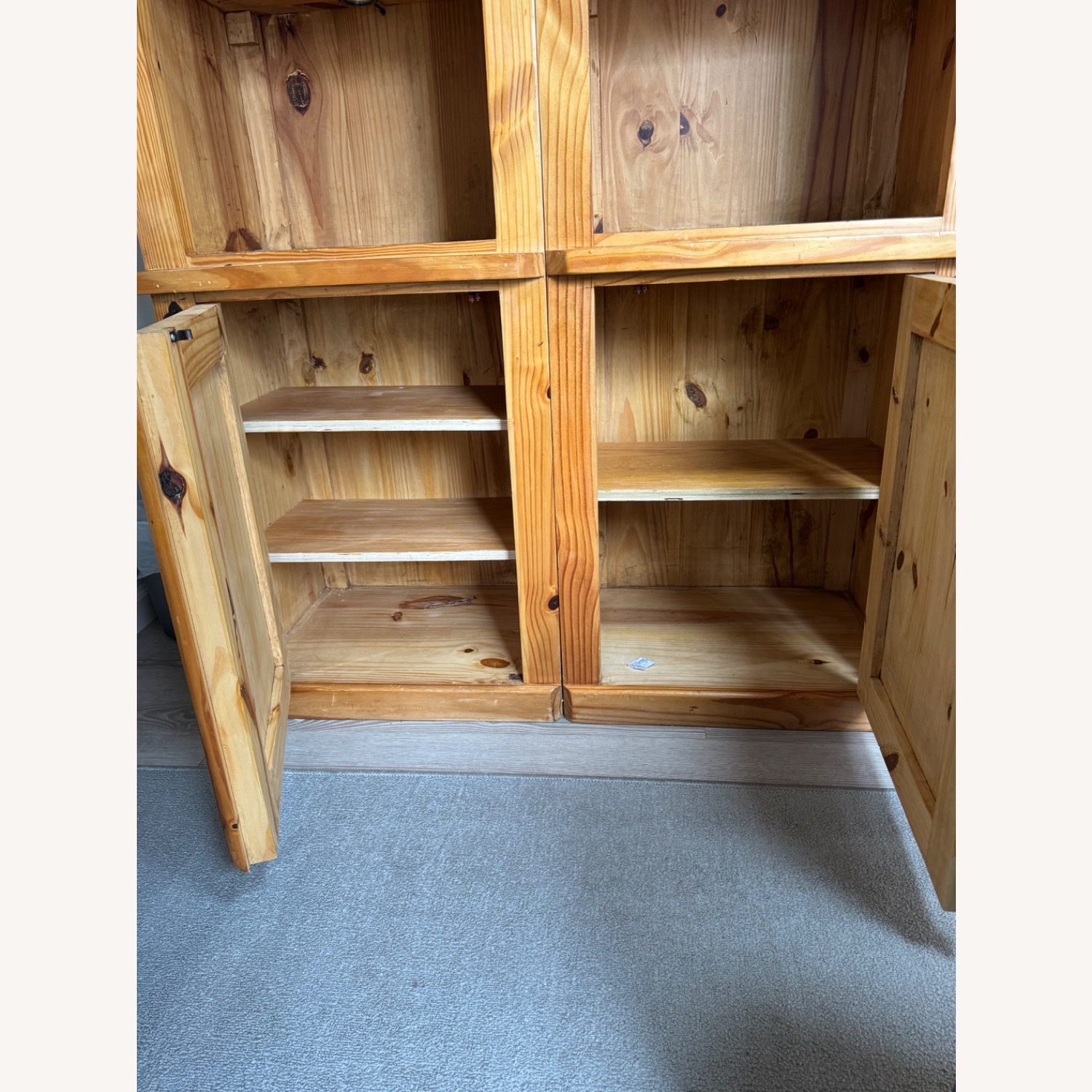Unique Knotty Pine Wooden Bookcase - image-4