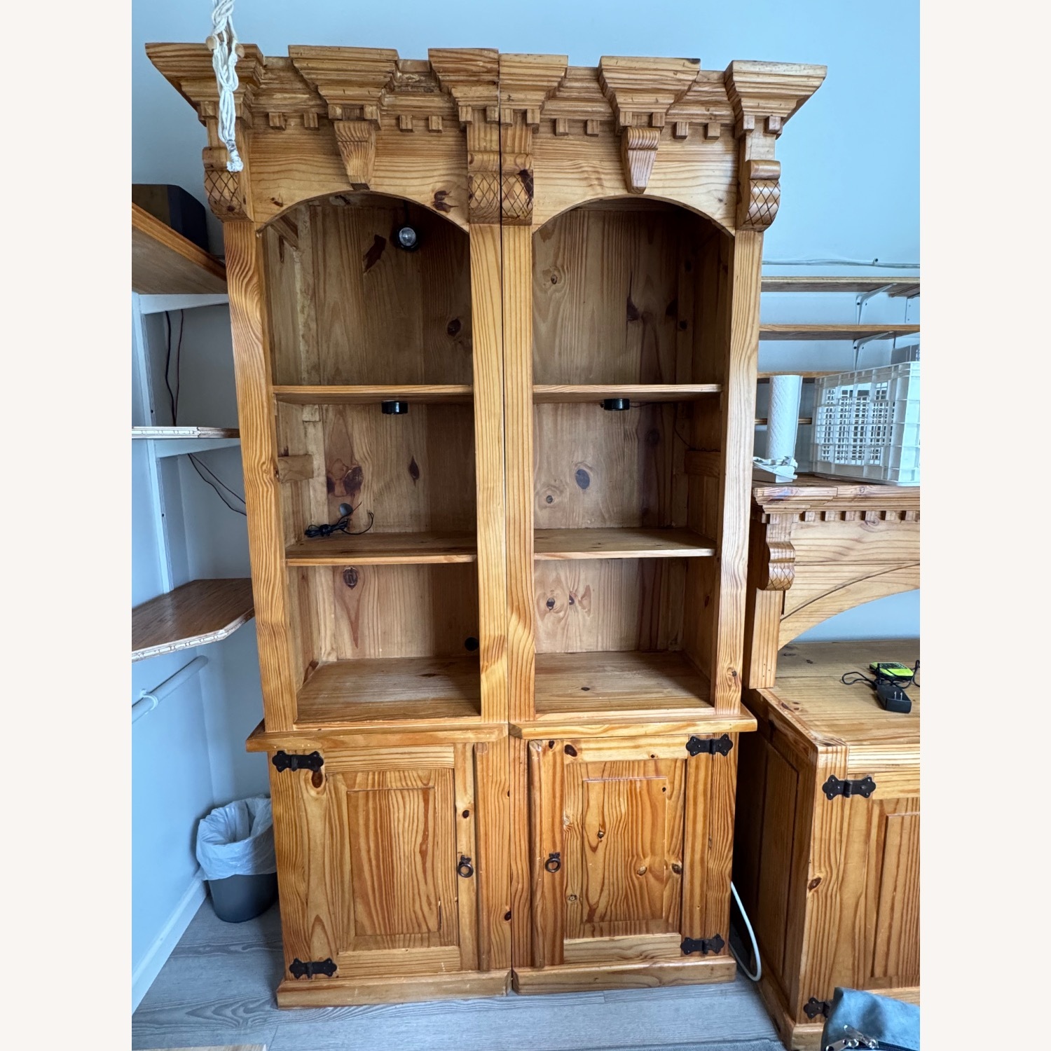 Unique Knotty Pine Wooden Bookcase - image-1