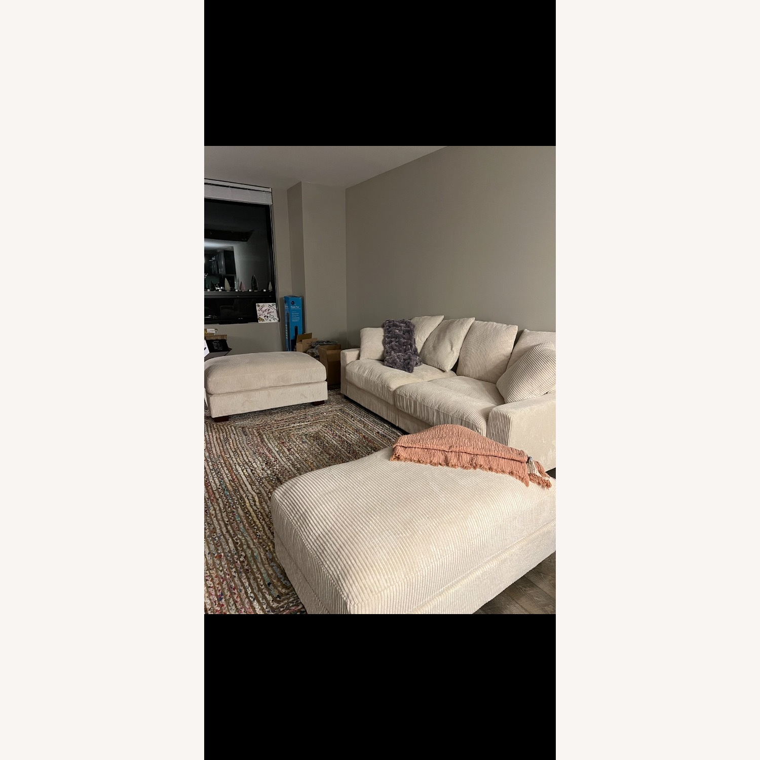 Wayfair 4 Pc Sectional Beige Corduroy Sofa - image-1