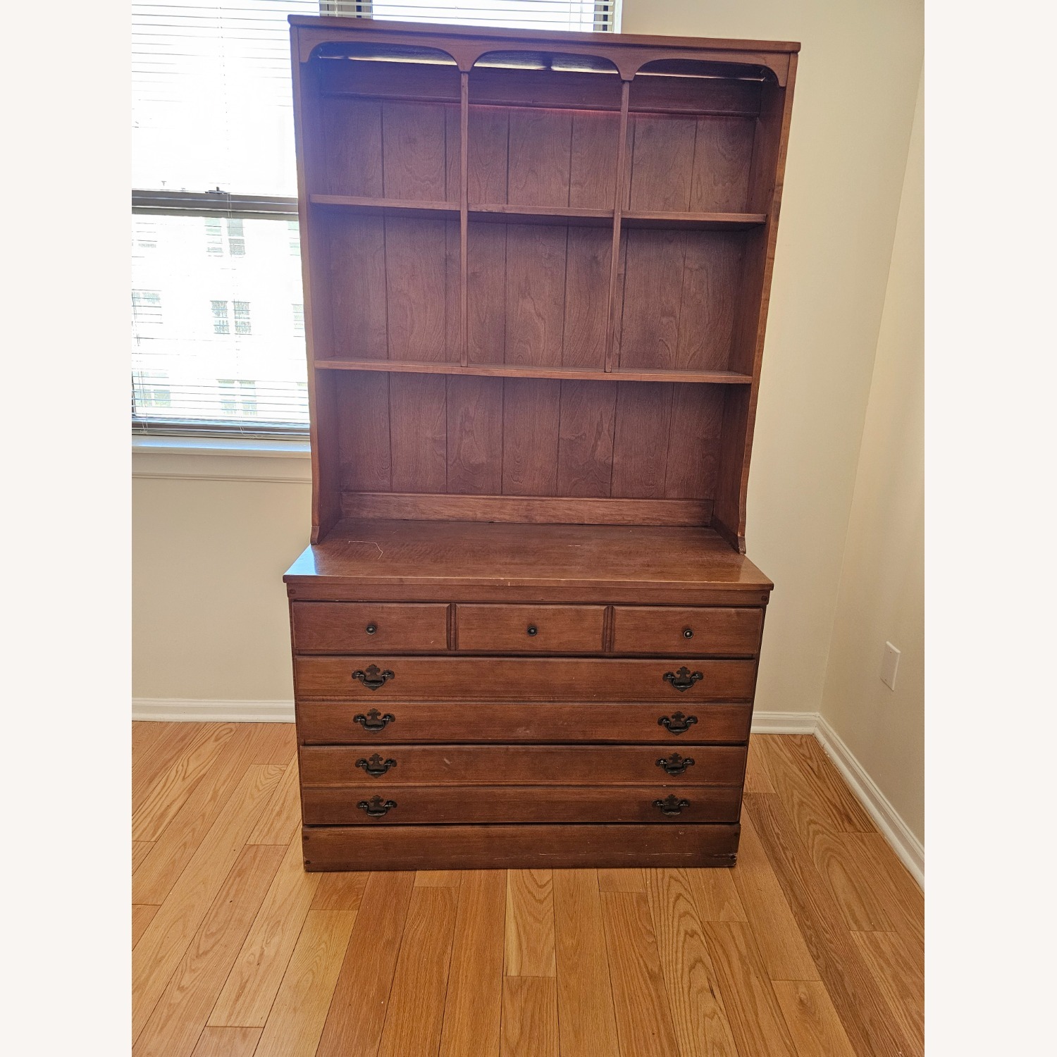 Vintage 1960s 3-dr Dresser w Removable Bookcase - image-1