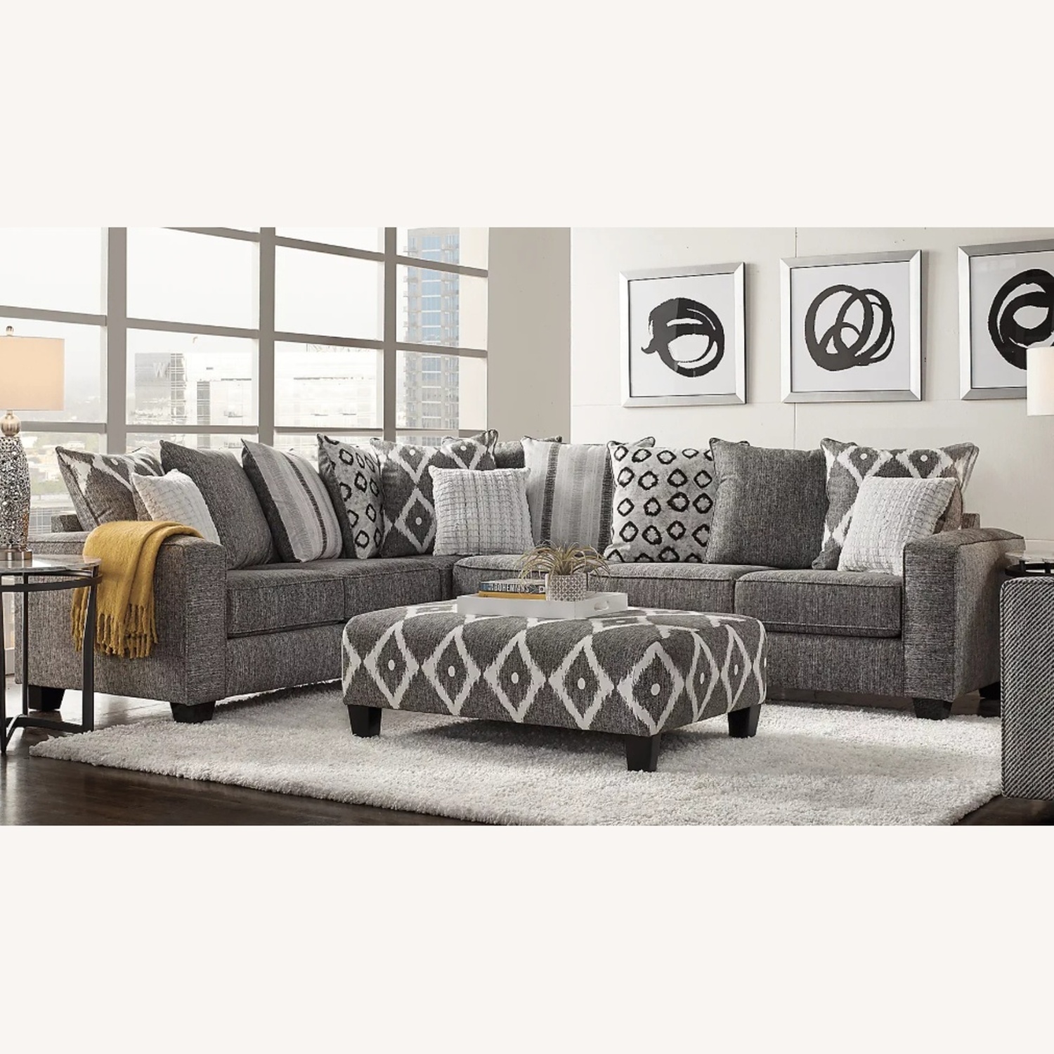 Rooms To Go Carole Court Gray 5 Pc Sectional Living Room - image-8