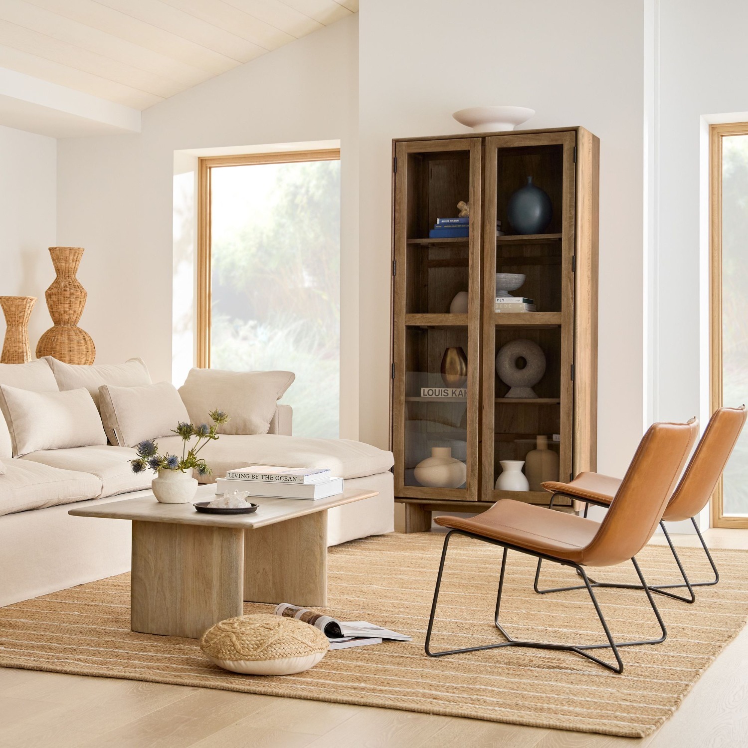 West Elm Slope Leather Lounge Chair - image-2