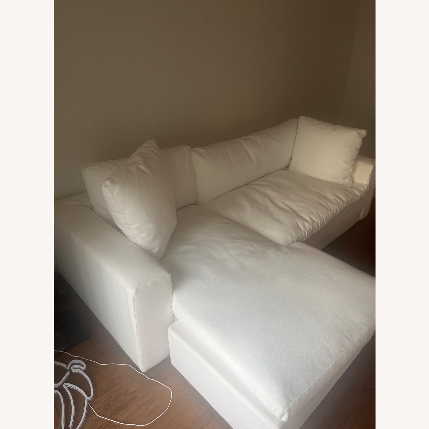 Living Spaces White Shuffle Sofa - image-3