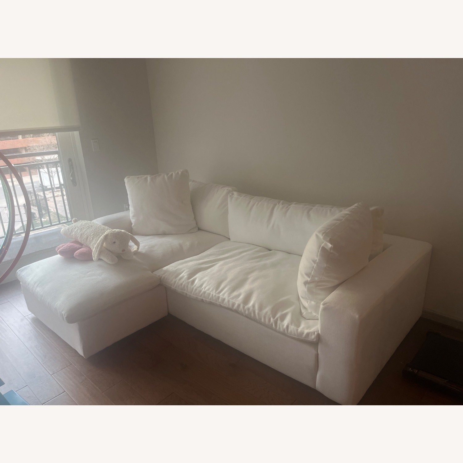 Living Spaces White Shuffle Sofa - image-1