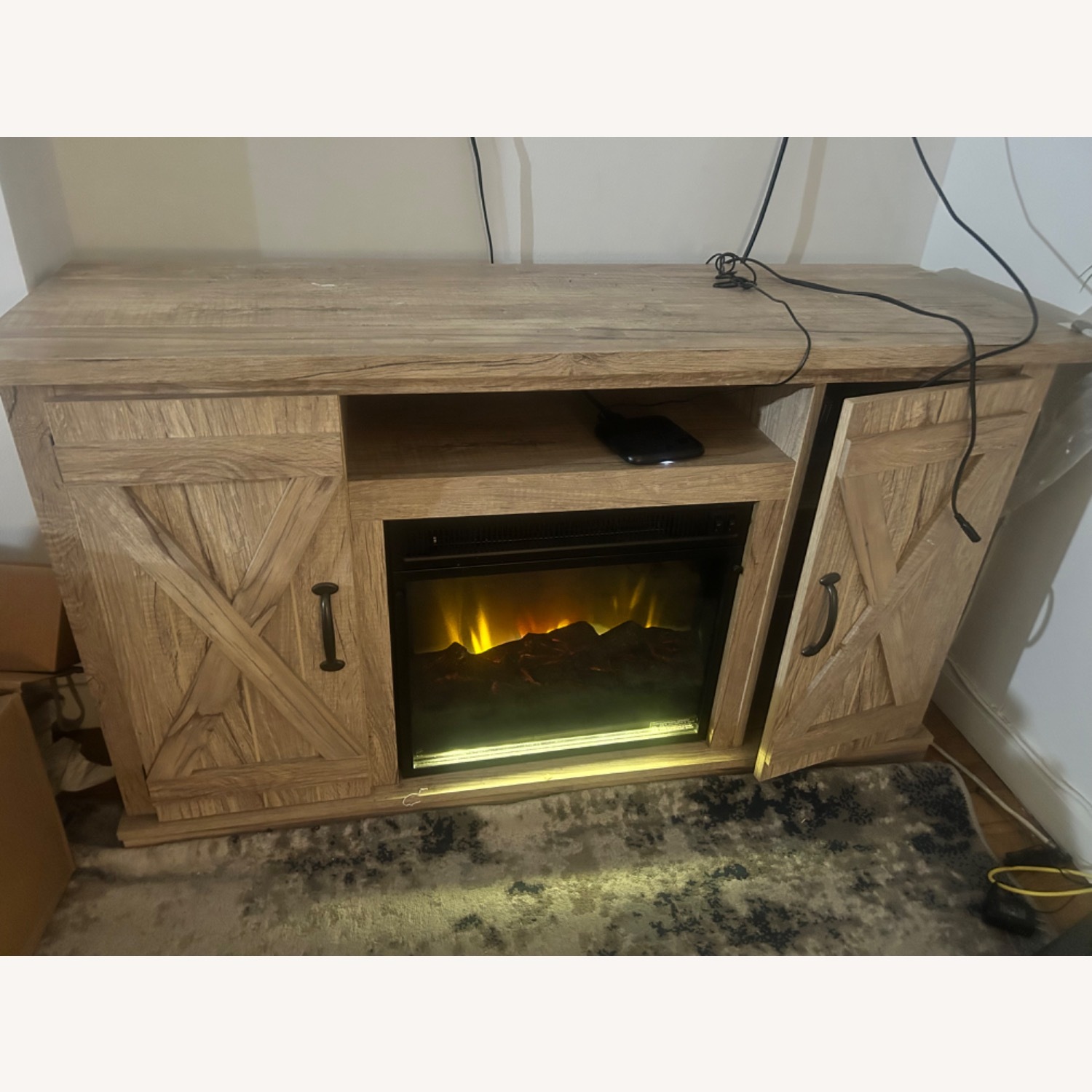 TV Wall Unit with Working Electric Fireplace  - image-3