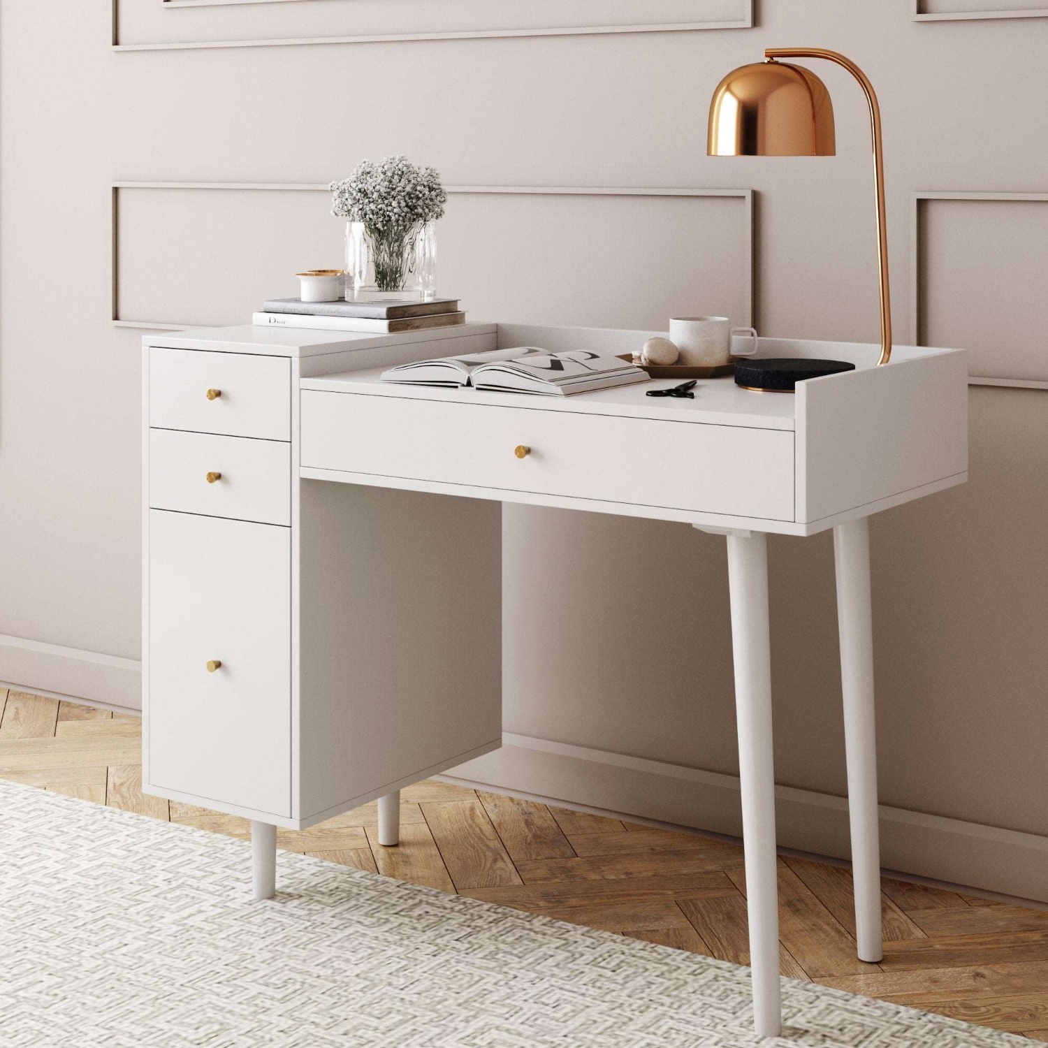 Mid-centry Vanity Desk with Drawers - image-4