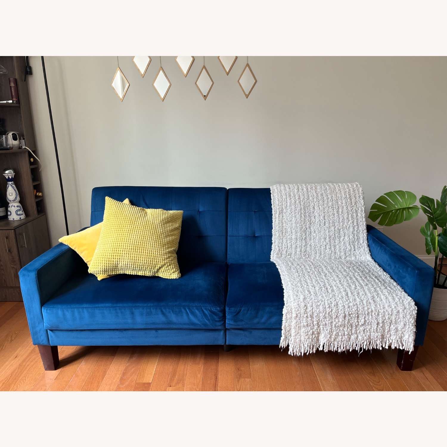 Home Depot Royal Blue Futon Sofa - image-1
