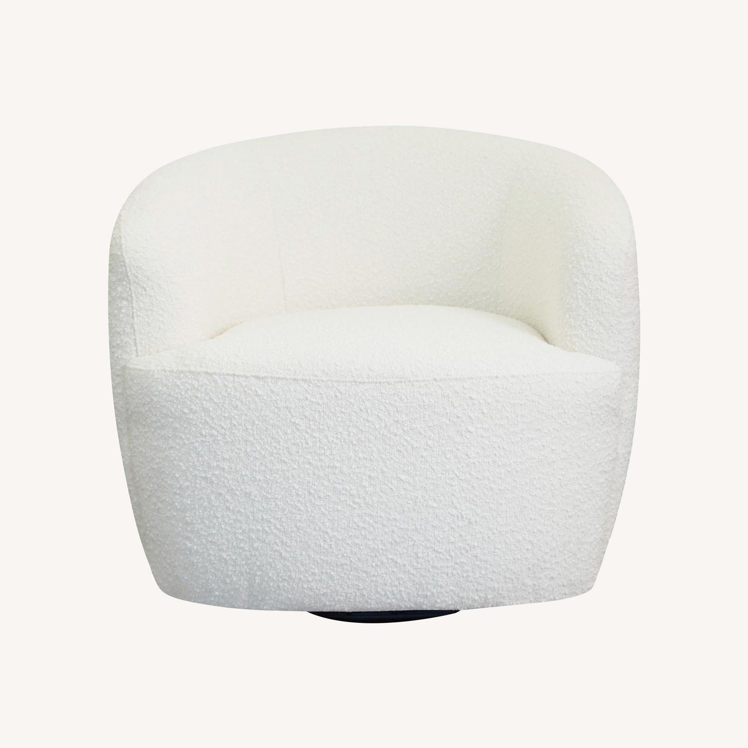 Rivet White Boucle Swivel Chair - image-0