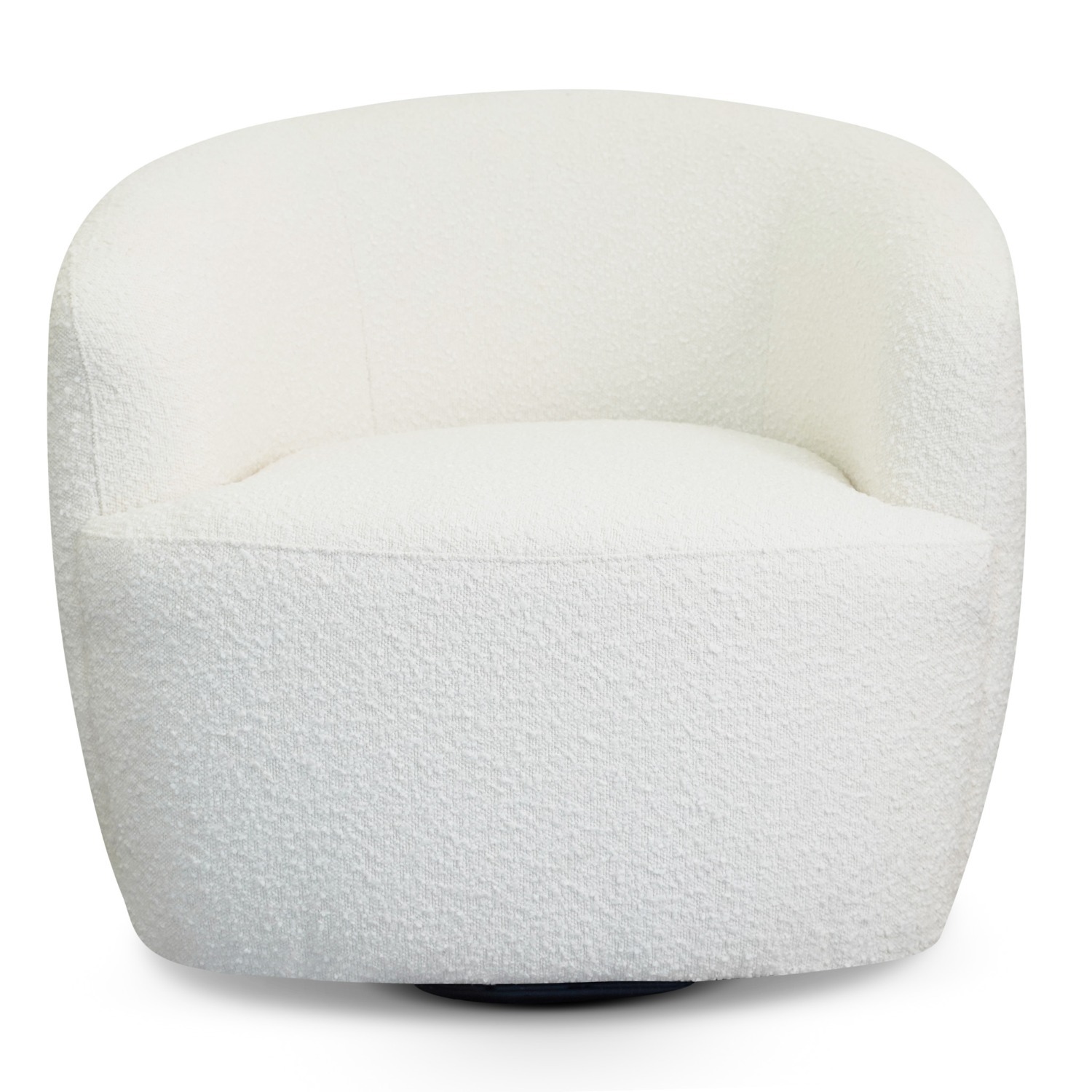 Rivet White Boucle Swivel Chair - image-1