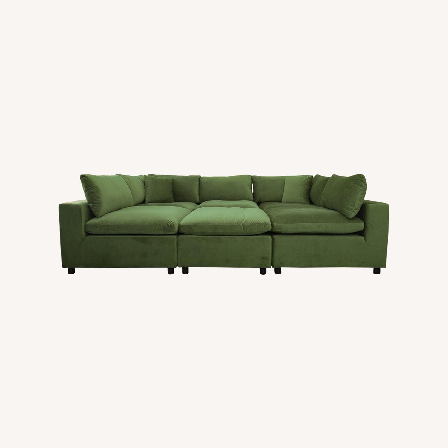 Laurel Olive Green Velvet Modular Sofa - image-0