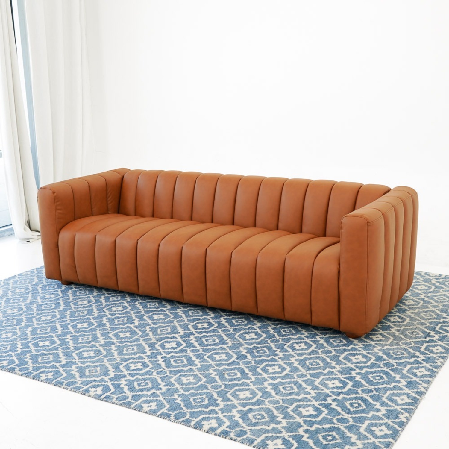 Clara Cognac Vegan Leather Sofa - image-4