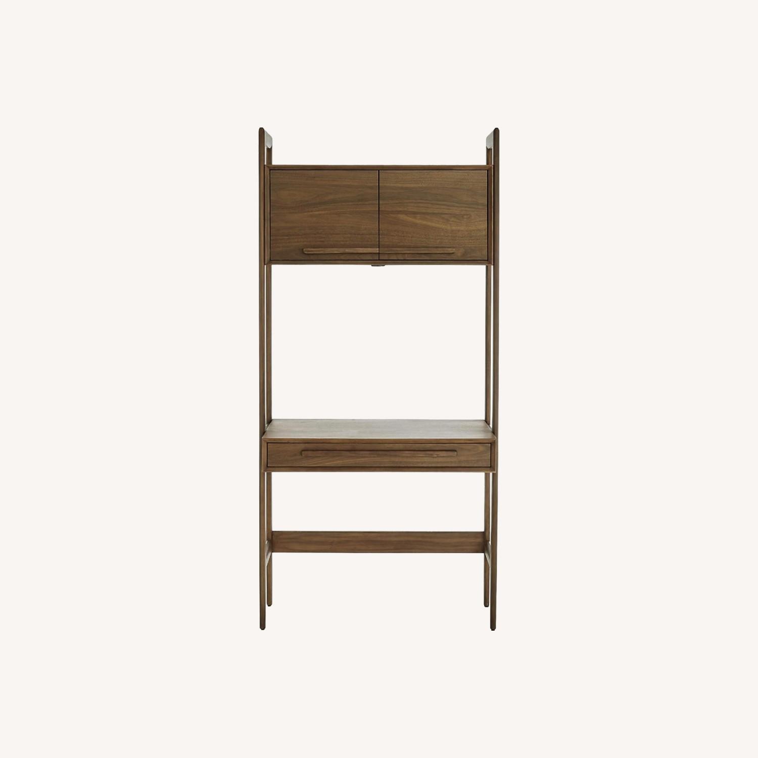 Crate & Barrel Tate Walnut Bookcase Desk - image-0