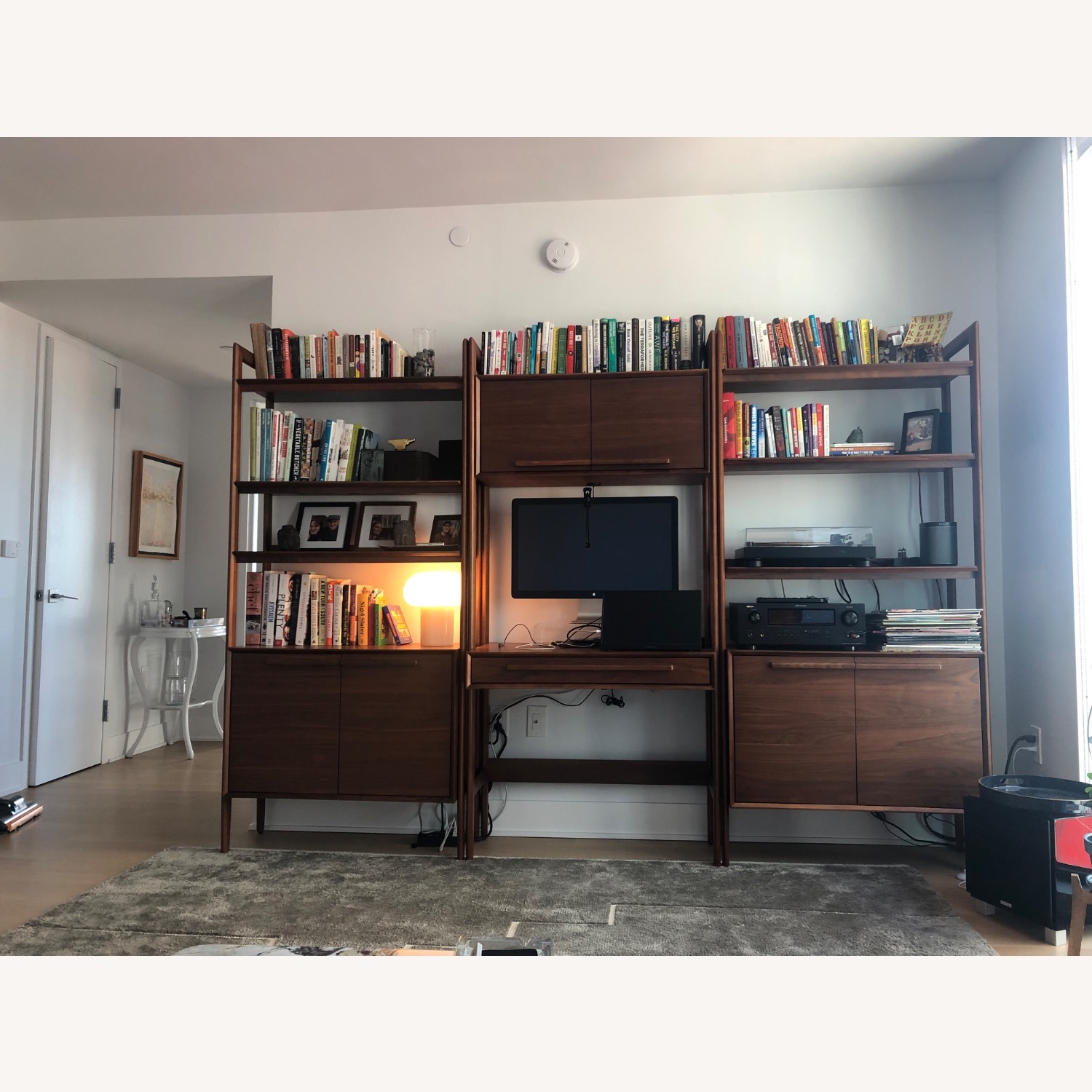 Crate & Barrel Tate Walnut Bookcase Desk - image-3