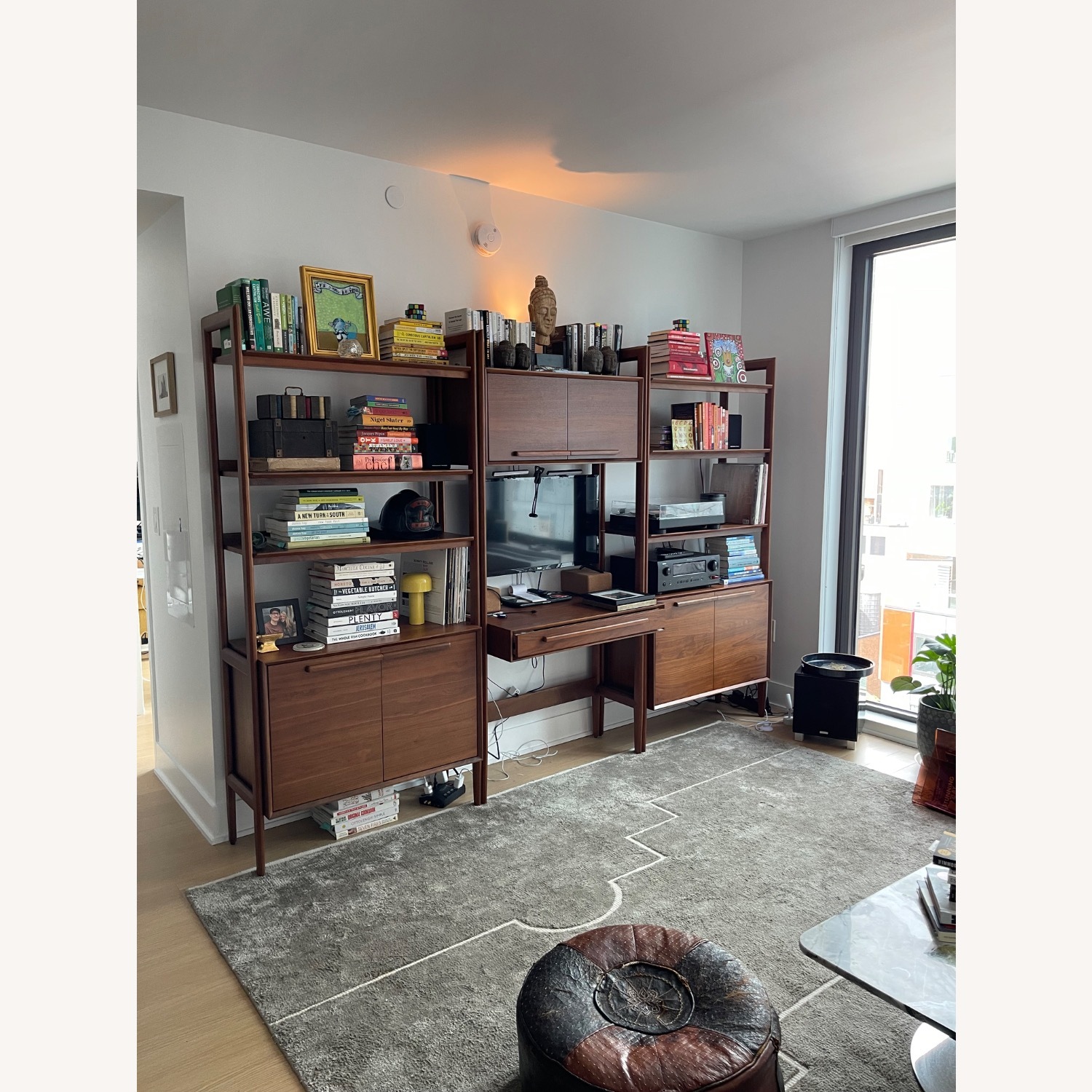 Crate & Barrel Tate Walnut Bookcase Desk - image-2