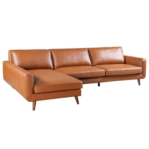 Used Bellaire Sectional Left - Cognac Vegan Leather for sale on AptDeco