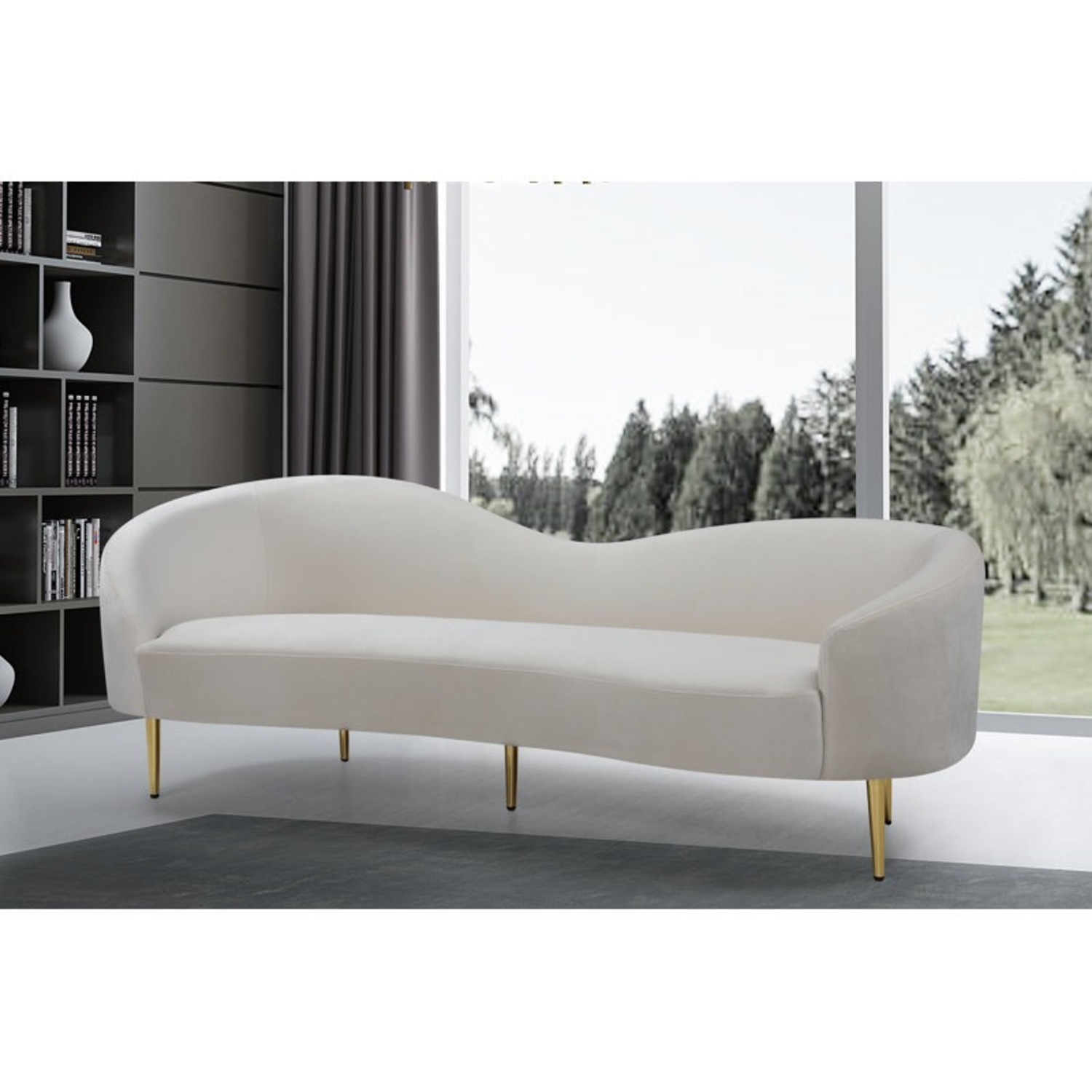 Shurtz 85.5" Velvet Curved Sofa - image-1