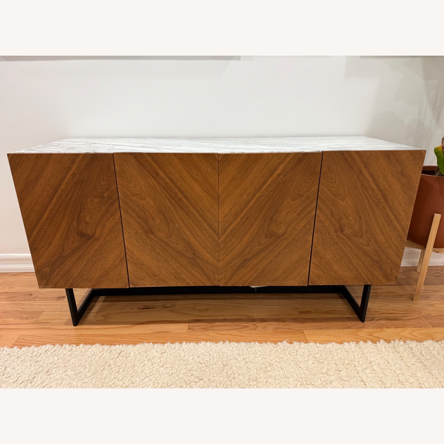 CB2 Suspend 57" Walnut Wood Media Console with White Marble Top - image-2