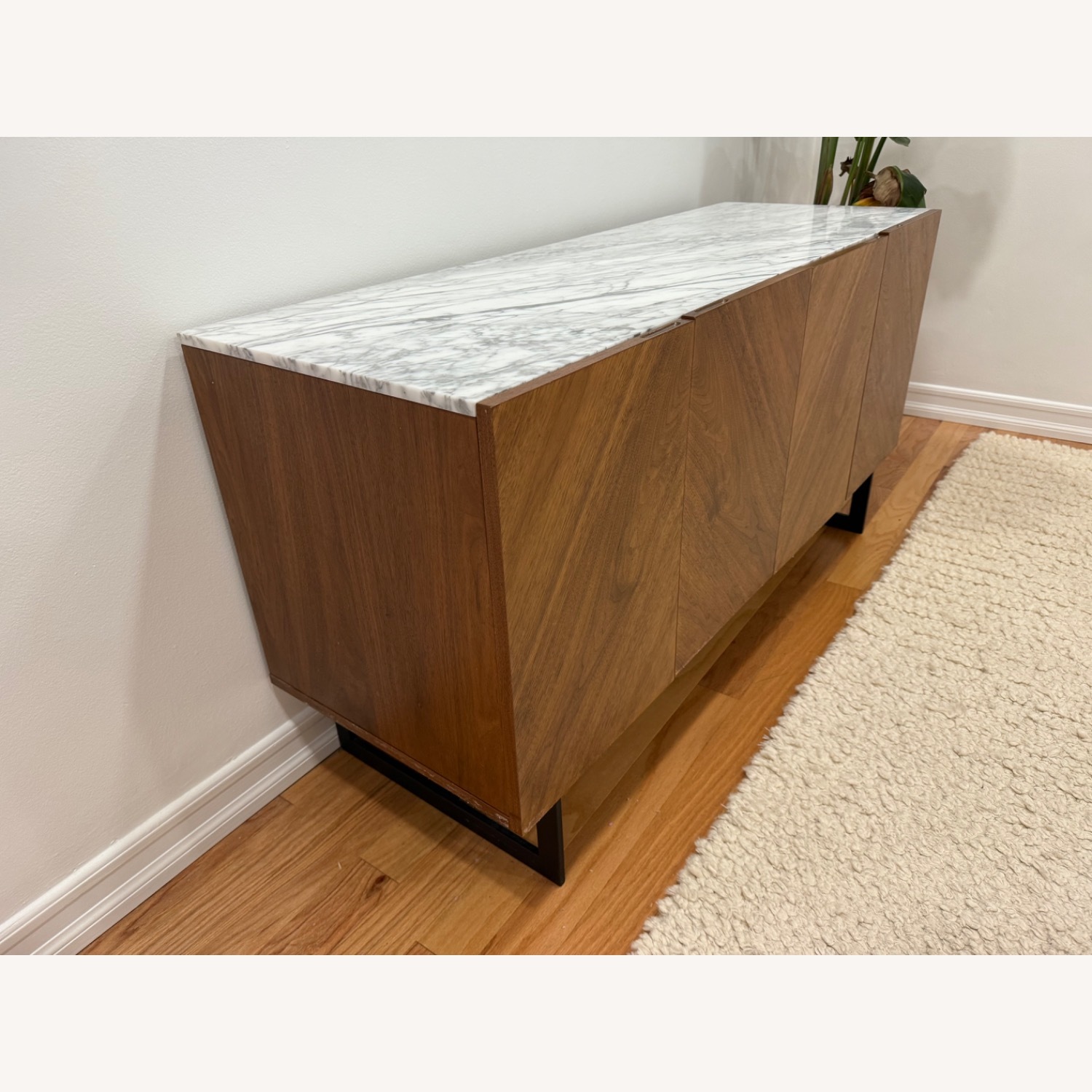 CB2 Suspend 57" Walnut Wood Media Console with White Marble Top - image-4