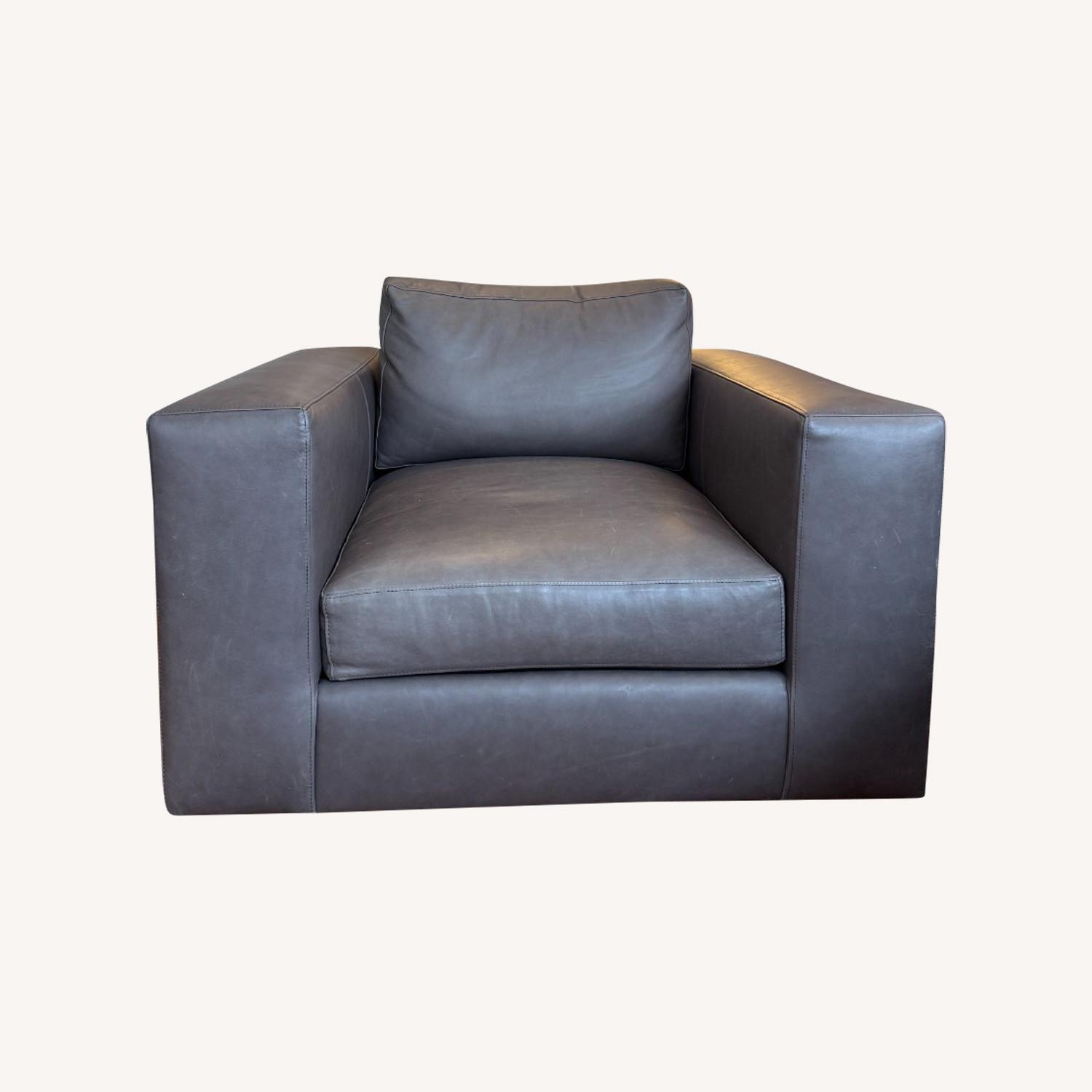 Crate & Barrel Oceanside Leather Swivel Chair - image-0