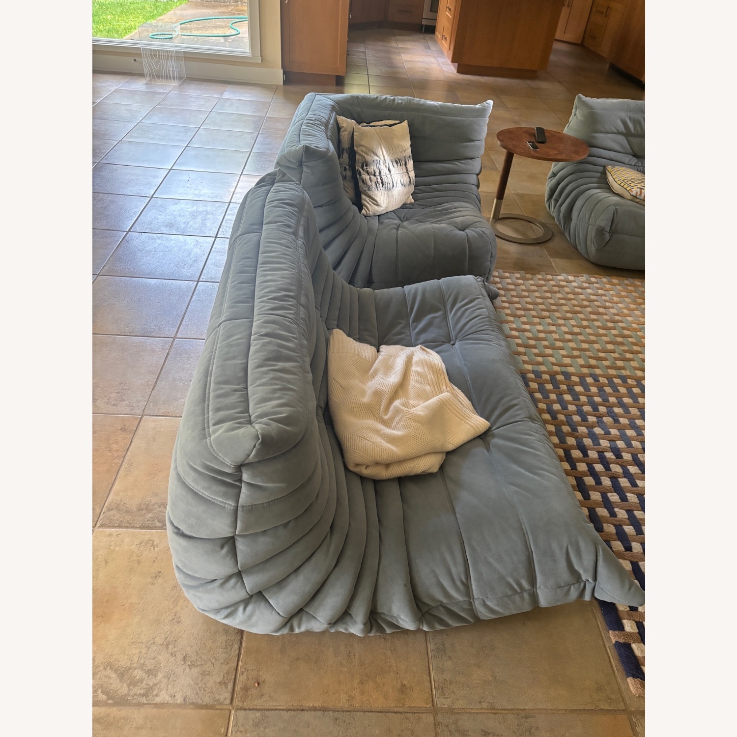 3 pieces Set Togo Luxury Sofa in Light Blue - image-3